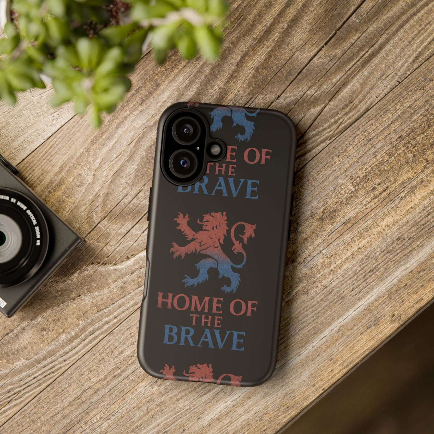 Bold Phone Case - Home of the Brave, Lion Design, Tough Protection, Patriotic Gift, Unique Smartphone Accessory