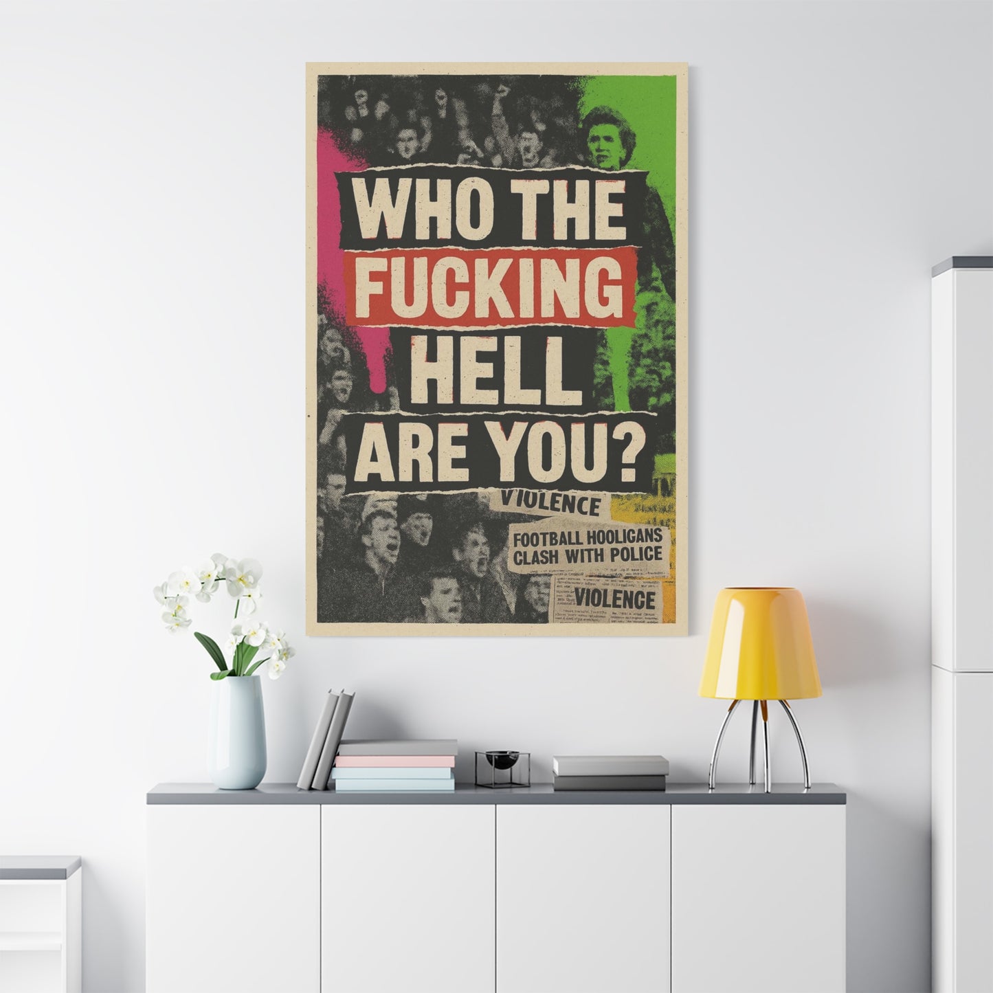 80s retro hooligan terrace chant classic design - Bold Art Canvas Print, Urban Decor, Wall Art for Home, Gift for Friends, Office Wall Decoration, Motivational Artwork