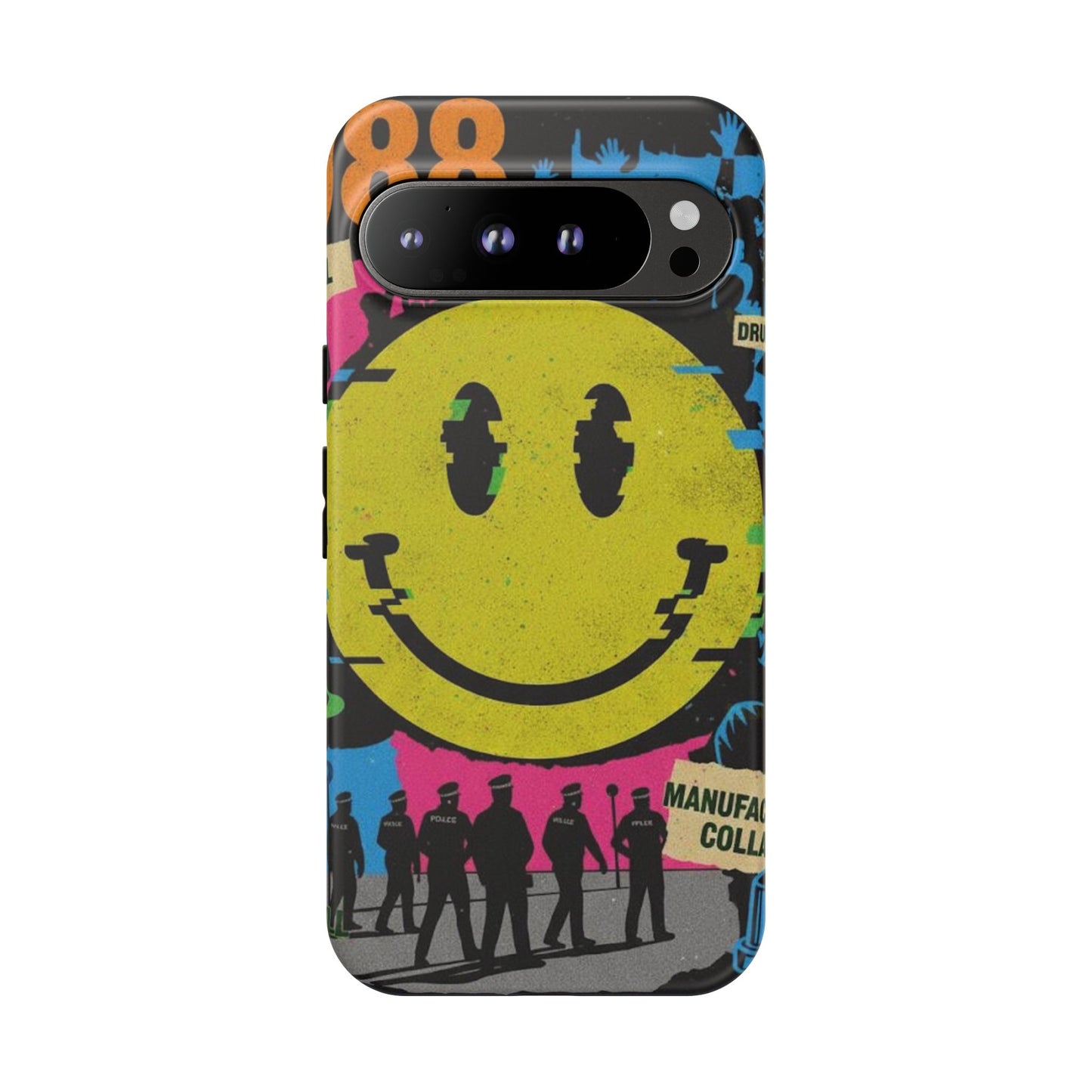 Acid house rave Vibrant iPhone Case, Tough Cases, Smiley Face Phone Cover, Fun Accessory, Colorful Phone Protector, Gift for Teenagers