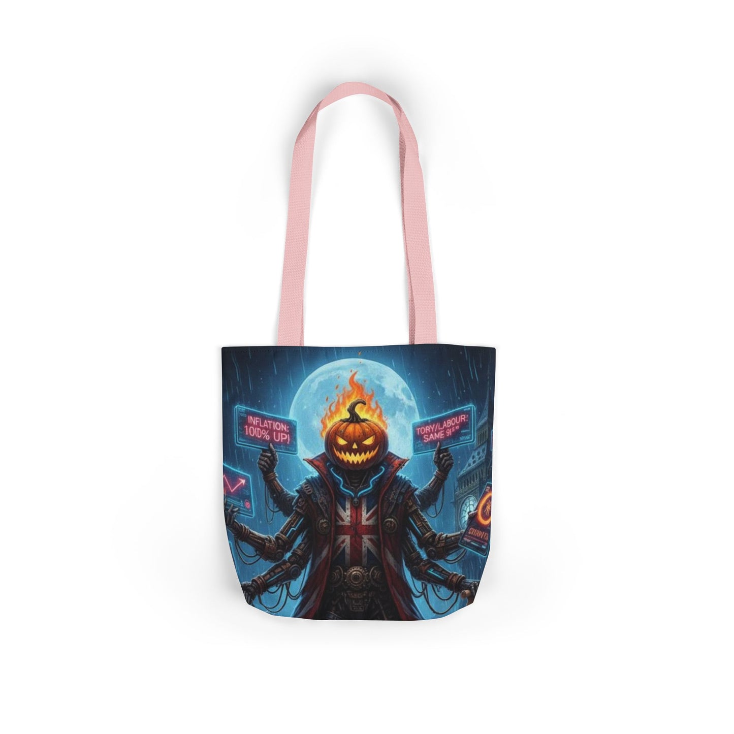 British Halloween Pumpkin Tote Bag, Spooky Grocery Bag, Trick or Treat Bag, Fall Fashion, Reusable Shopping Tote
