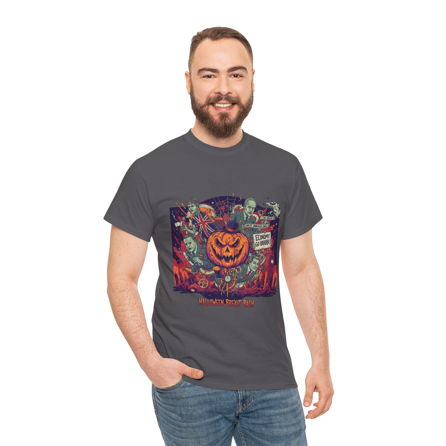 Halloween satire british design Unisex Heavy Cotton Tee shirt