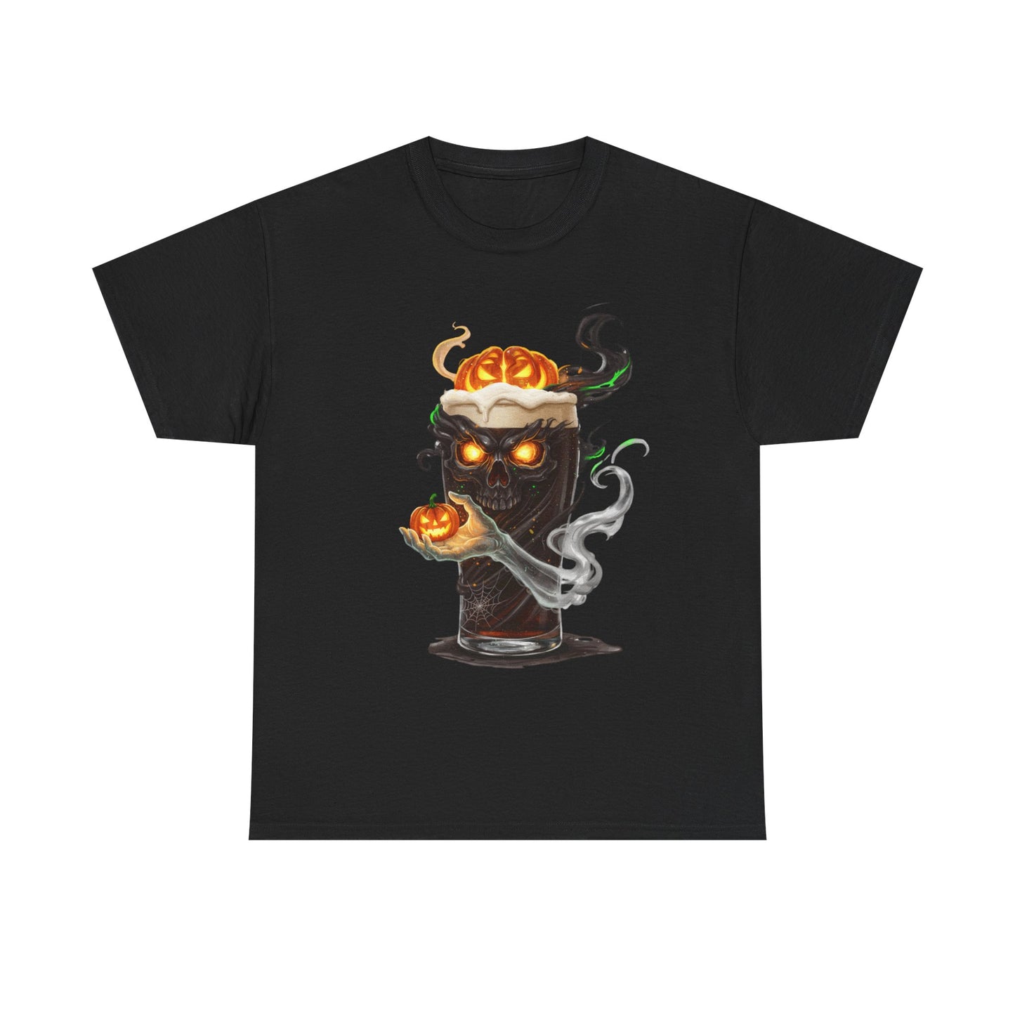 Spooky Skull Pumpkin Guiness Unisex Heavy Cotton Tee