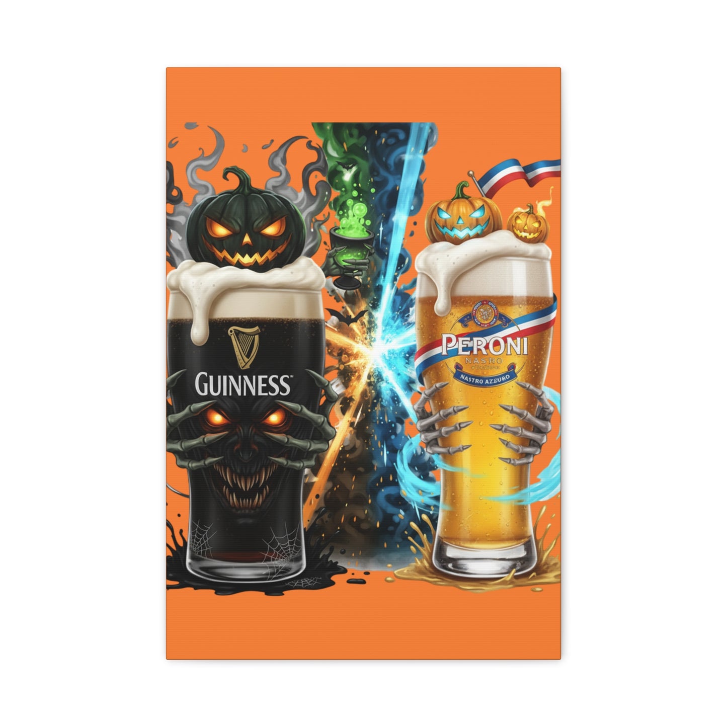 Halloween Guiness Beer Canvas Art Print, Spooky Wall Decor for Pub, Bar, Halloween Party, Unique Gift for Beer Lovers