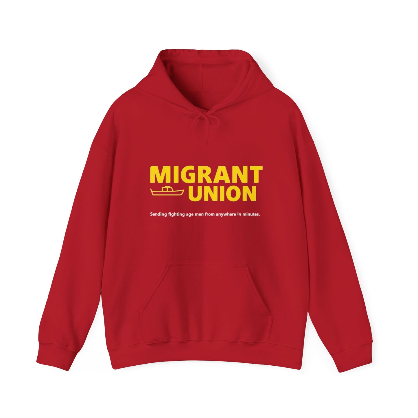 Migrant Union Hooded Sweatshirt, Unisex Sweatshirt, Cozy Layer, Activism Apparel, Streetwear, Gift for Protesters, Conscious Fashion