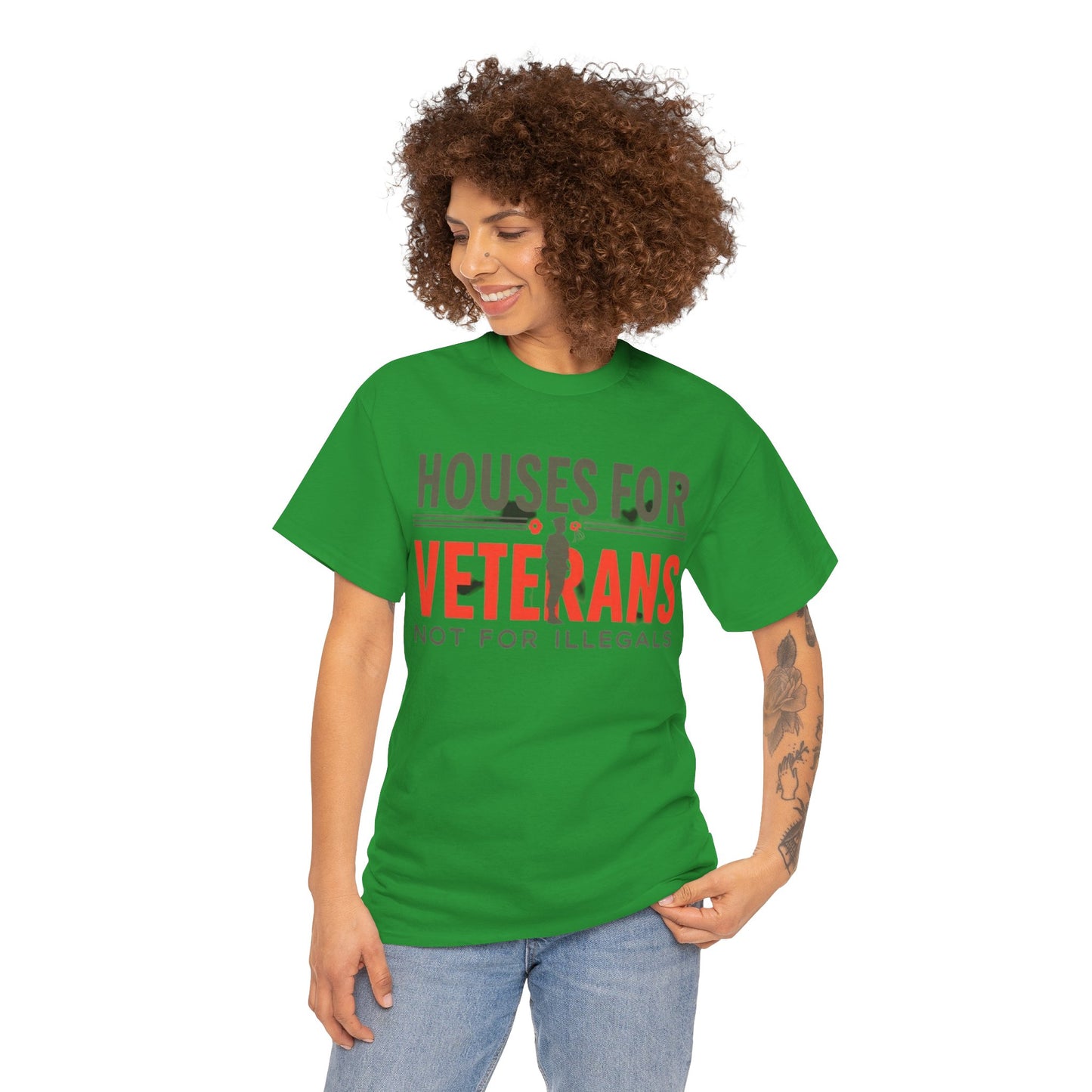 Unisex Heavy Cotton Tee - 'Houses for Veterans not for illegals' Statement Shirt for Supporters, Patriotic Gifts, Veteran Advocacy Apparel, Everyday [...]