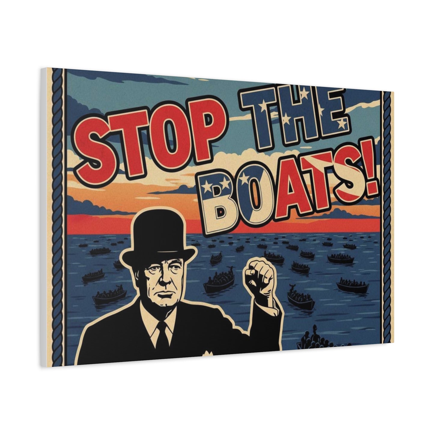 Stop the boats winston churchill retro potrait Matte Canvas, Stretched, 1.25"