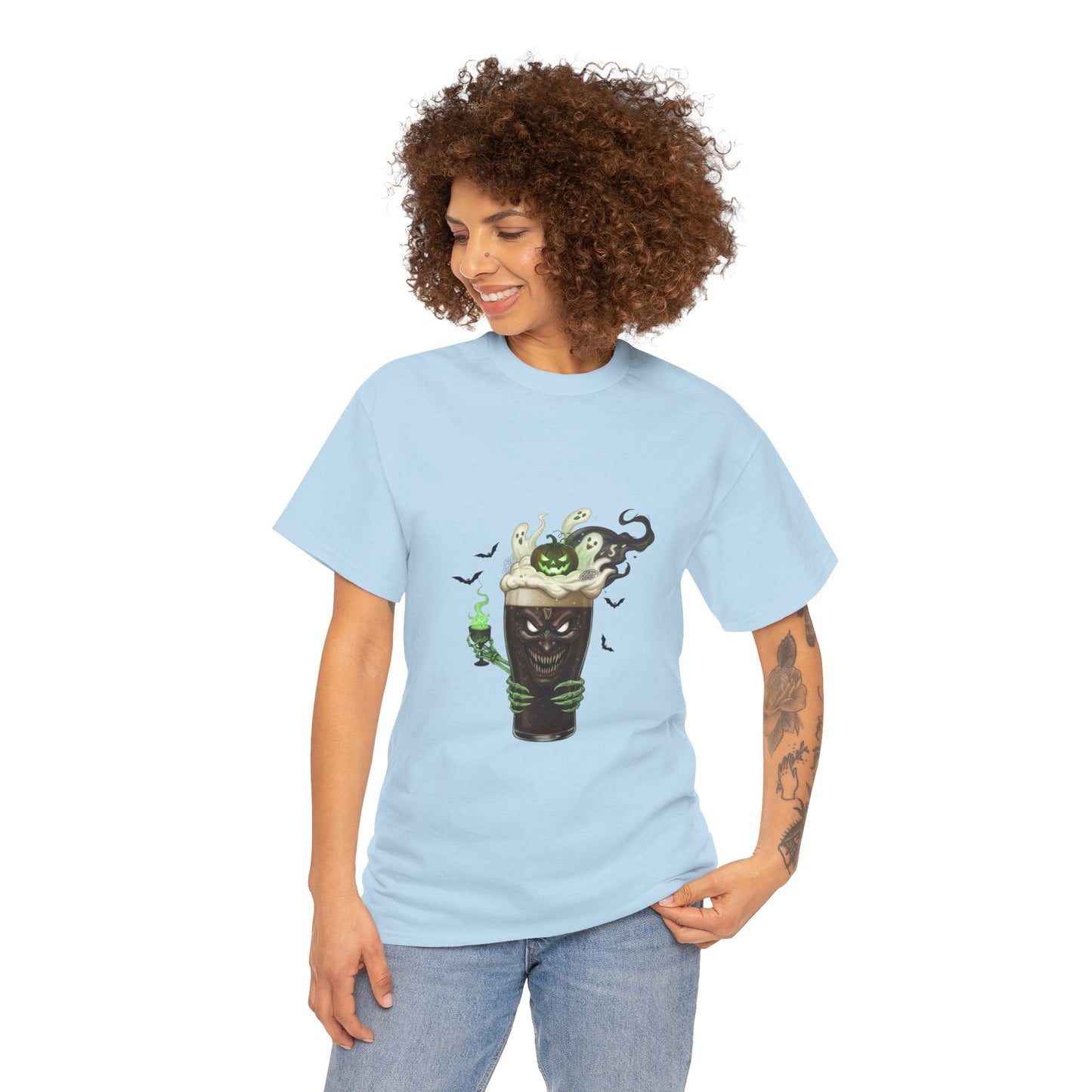 Guiness halloween Artistic Unisex Tee featuring Eco-Themed Design, Perfect for Casual Wear, Gift for Nature Lovers, Eco-Conscious Apparel, Earth Day