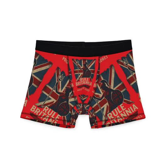 Patriotic Men's Boxers, Fun Underwear Gift, Red Union Jack Boxers, Unique Men's Loungewear, Rule Britannia Theme