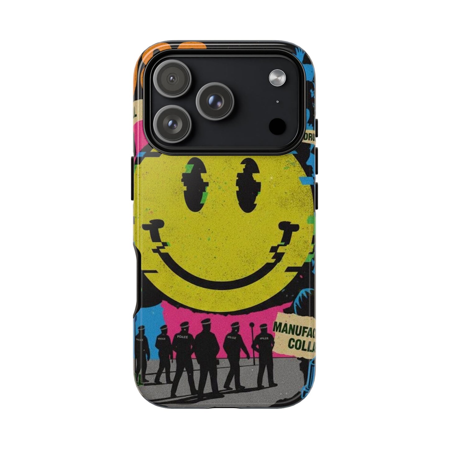 Acid house rave Vibrant iPhone Case, Tough Cases, Smiley Face Phone Cover, Fun Accessory, Colorful Phone Protector, Gift for Teenagers