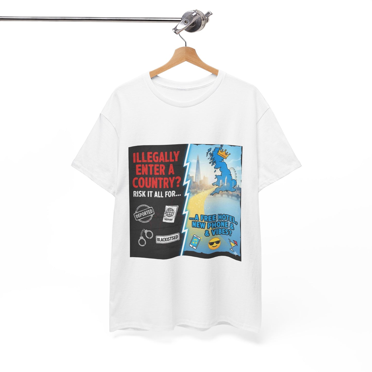 Enter illegally get free hotel t shirt - Bold Statement T-Shirt - Unisex Tee for Casual Wear, Gift for Friends, Humor Style, Graphic Tee, Perfect for Celebrations