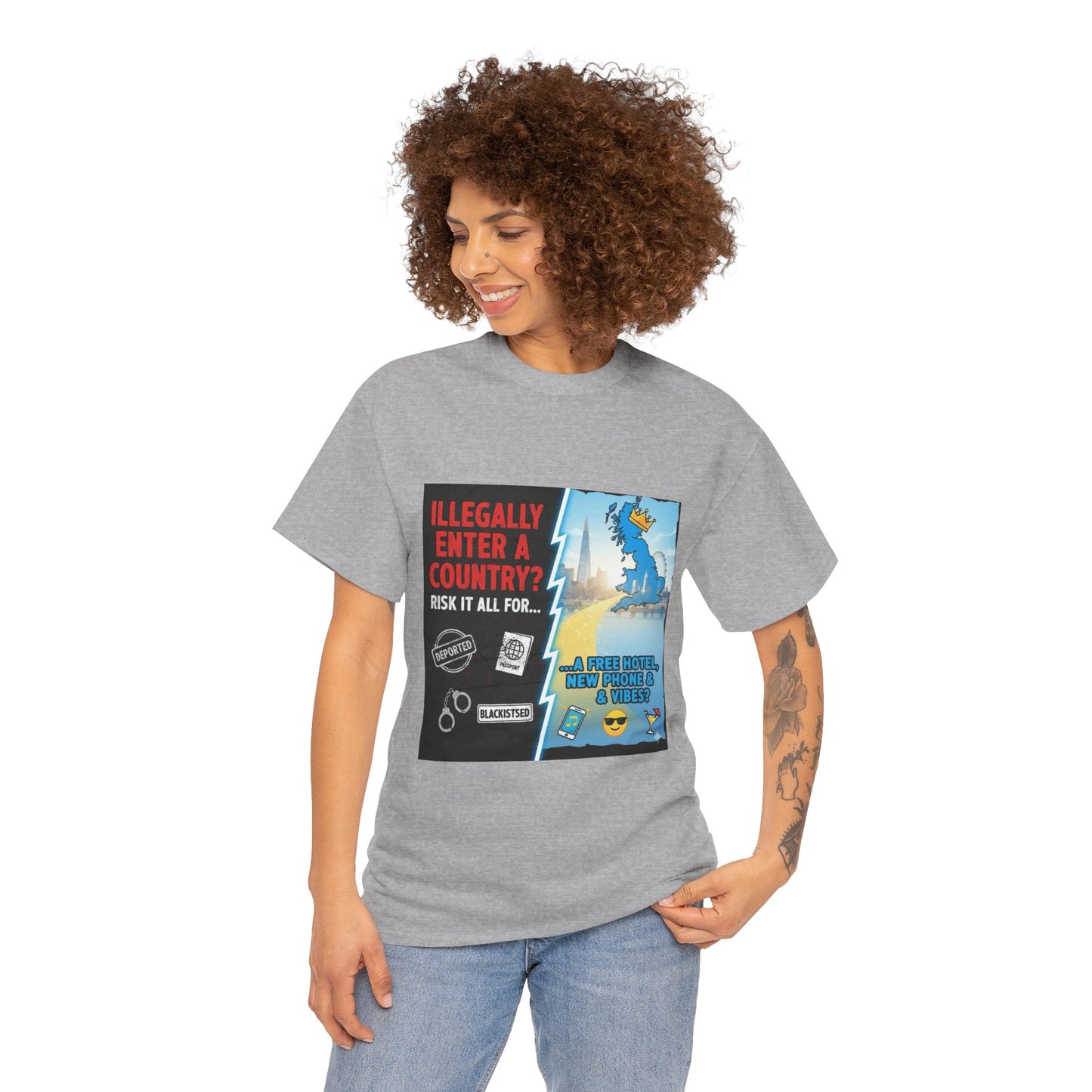 Enter illegally get free hotel t shirt - Bold Statement T-Shirt - Unisex Tee for Casual Wear, Gift for Friends, Humor Style, Graphic Tee, Perfect for Celebrations