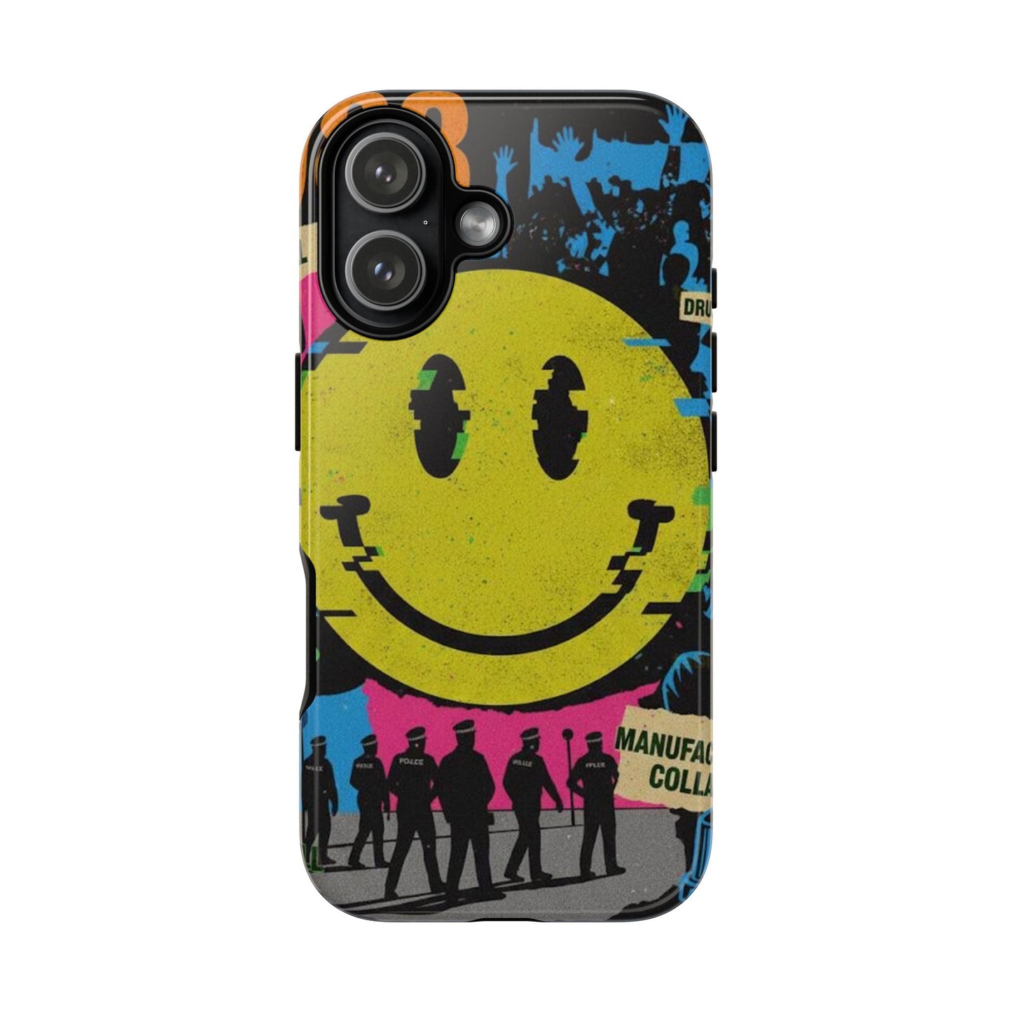 Acid house rave Vibrant iPhone Case, Tough Cases, Smiley Face Phone Cover, Fun Accessory, Colorful Phone Protector, Gift for Teenagers