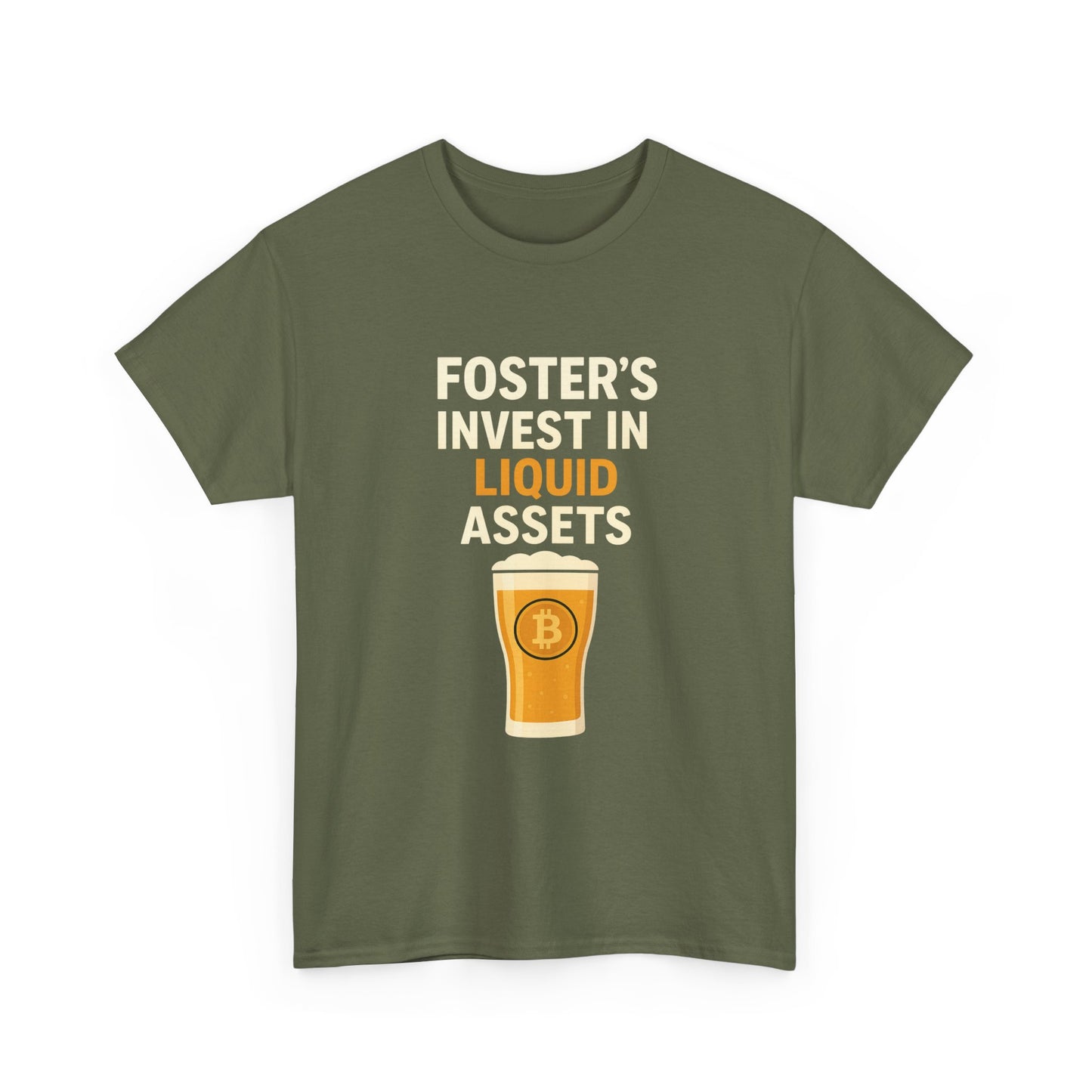 Bitcoin fosters - Invest in Liquid Assets Tee, Funny T-Shirt, Gift for Beer Lovers, Unisex Cotton Tee, Perfect for Parties, Casual Wear