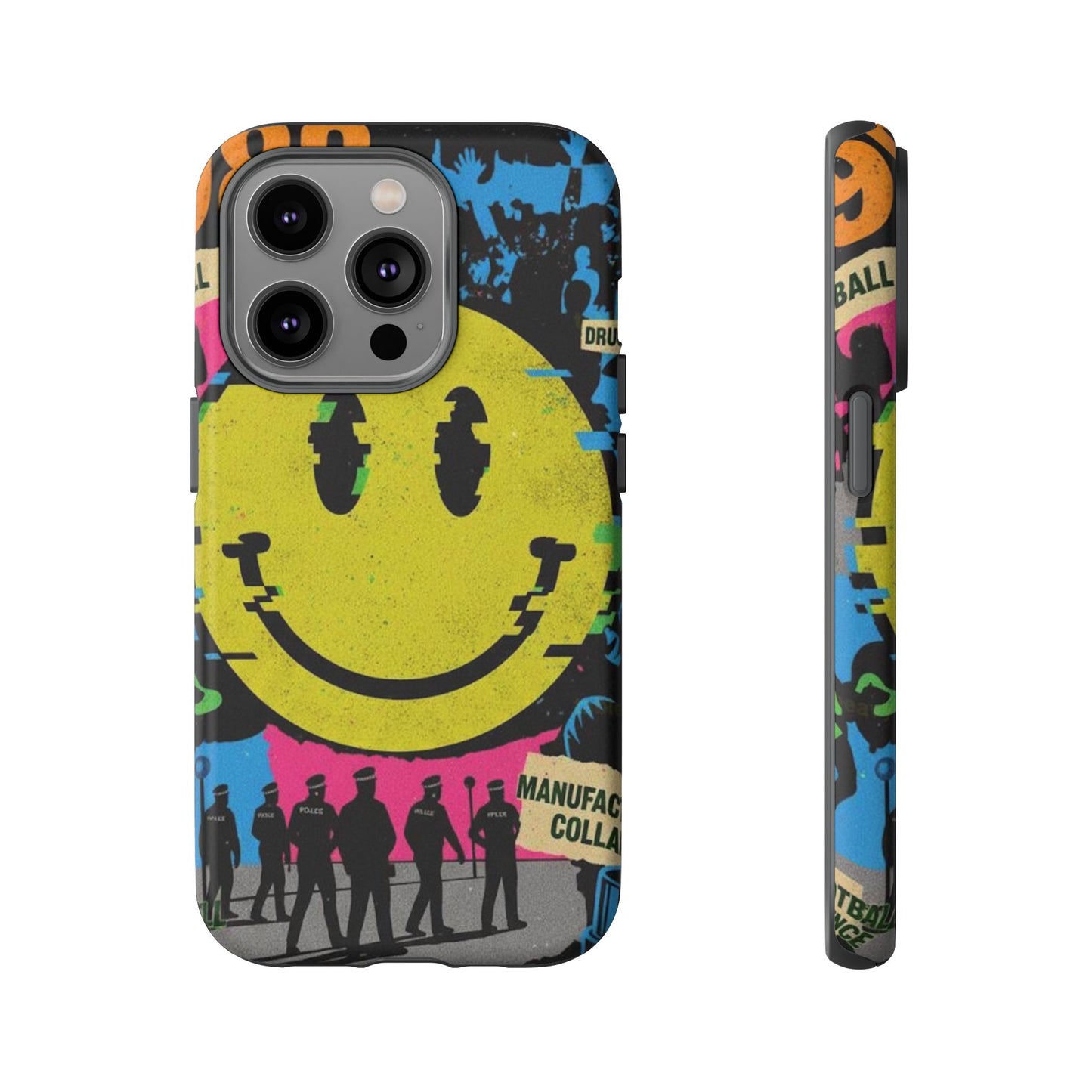 Acid house rave Vibrant iPhone Case, Tough Cases, Smiley Face Phone Cover, Fun Accessory, Colorful Phone Protector, Gift for Teenagers