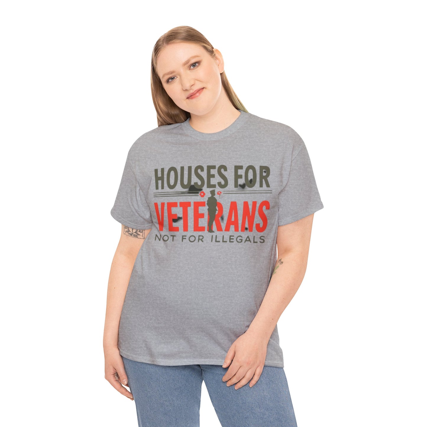 Unisex Heavy Cotton Tee - 'Houses for Veterans not for illegals' Statement Shirt for Supporters, Patriotic Gifts, Veteran Advocacy Apparel, Everyday [...]