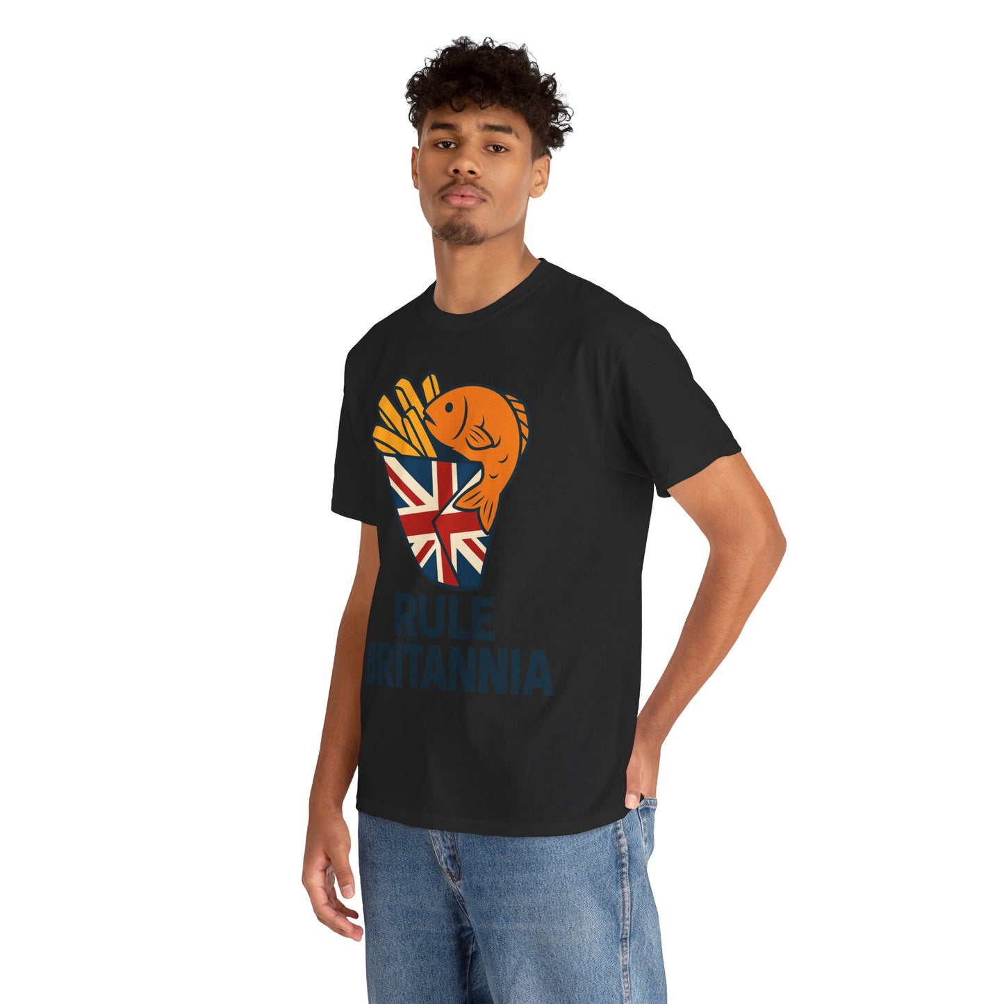 Fish & chips inspired Graphic Tee, Rule Britannia, Unisex Cotton T-Shirt, Casual Wear, Gift for Fish Lovers, Fun British Humor Shirt