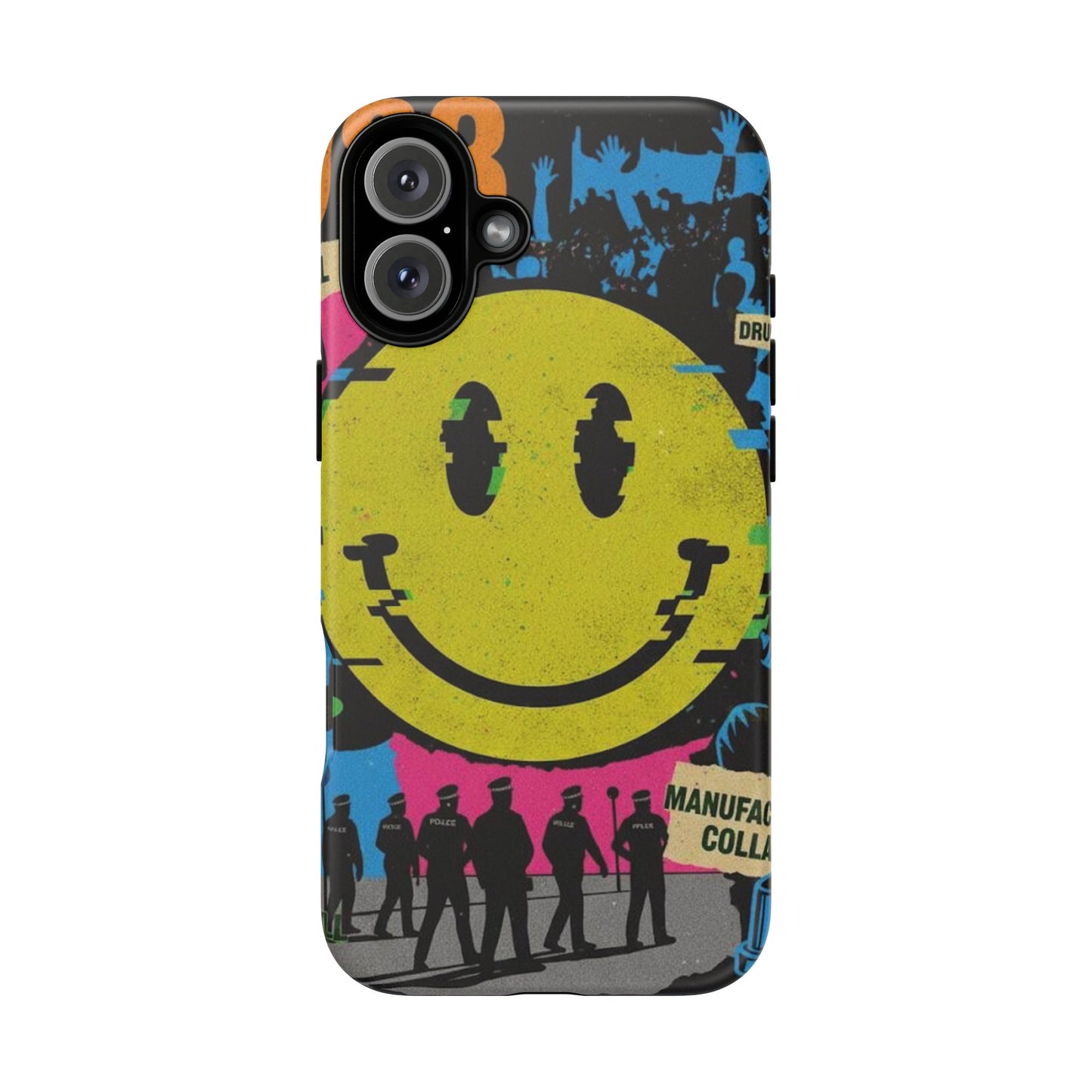 Acid house rave Vibrant iPhone Case, Tough Cases, Smiley Face Phone Cover, Fun Accessory, Colorful Phone Protector, Gift for Teenagers