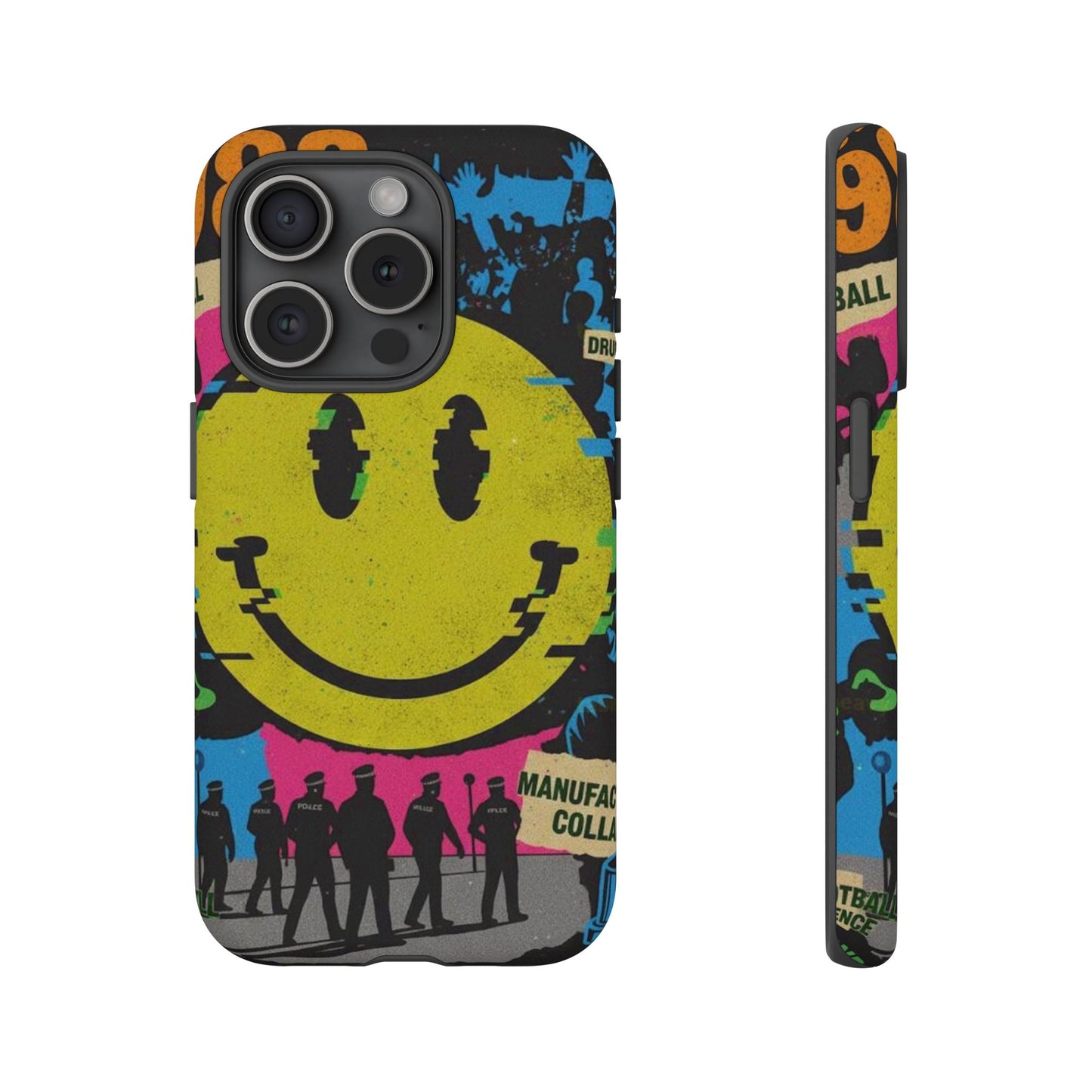 Acid house rave Vibrant iPhone Case, Tough Cases, Smiley Face Phone Cover, Fun Accessory, Colorful Phone Protector, Gift for Teenagers