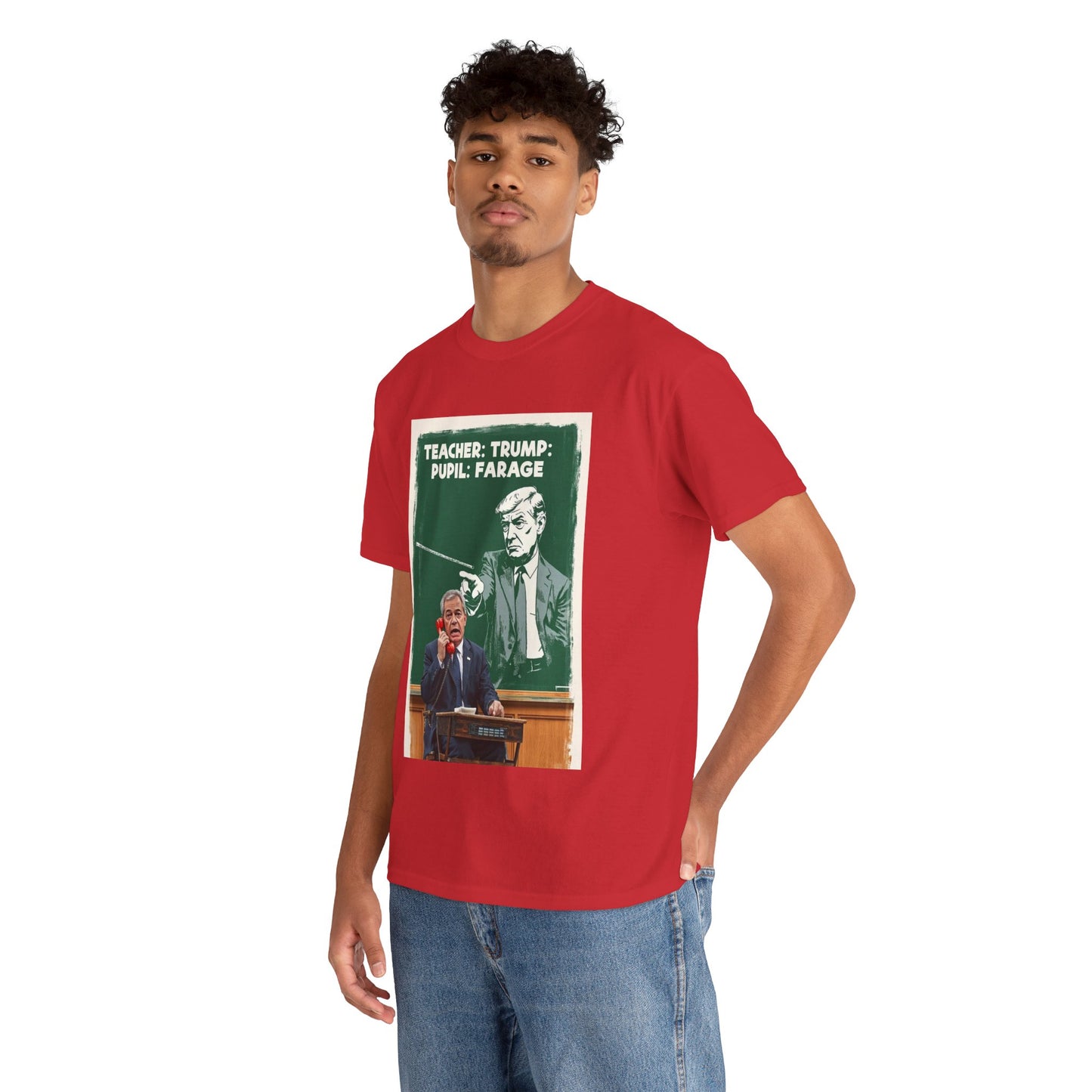 Political Humor Tee: Teacher Trump & Pupil Farage Graphic Shirt