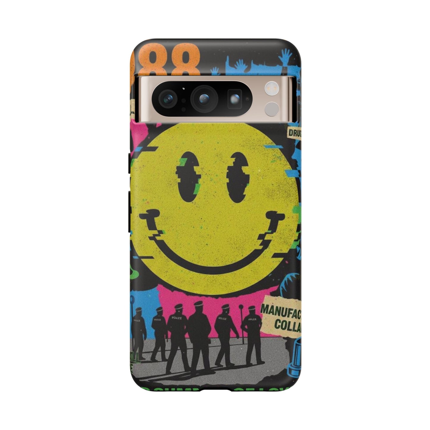 Acid house rave Vibrant iPhone Case, Tough Cases, Smiley Face Phone Cover, Fun Accessory, Colorful Phone Protector, Gift for Teenagers