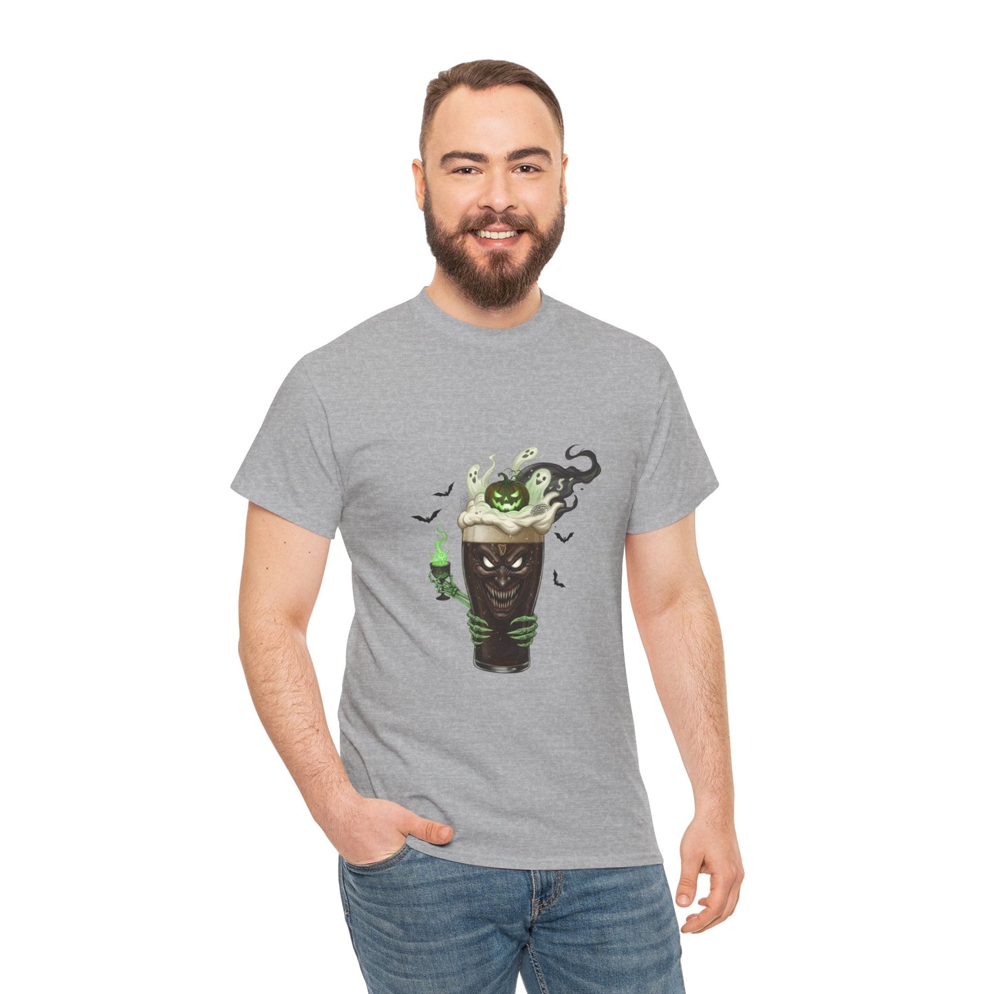 Guiness halloween Artistic Unisex Tee featuring Eco-Themed Design, Perfect for Casual Wear, Gift for Nature Lovers, Eco-Conscious Apparel, Earth Day