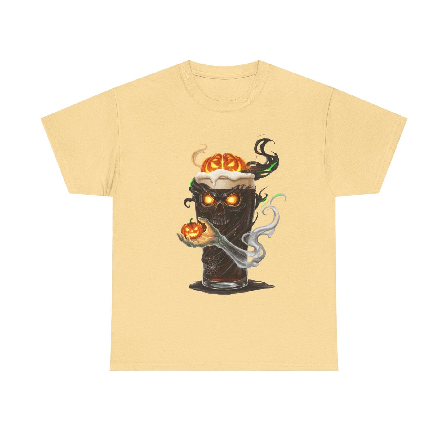 Spooky Skull Pumpkin Guiness Unisex Heavy Cotton Tee