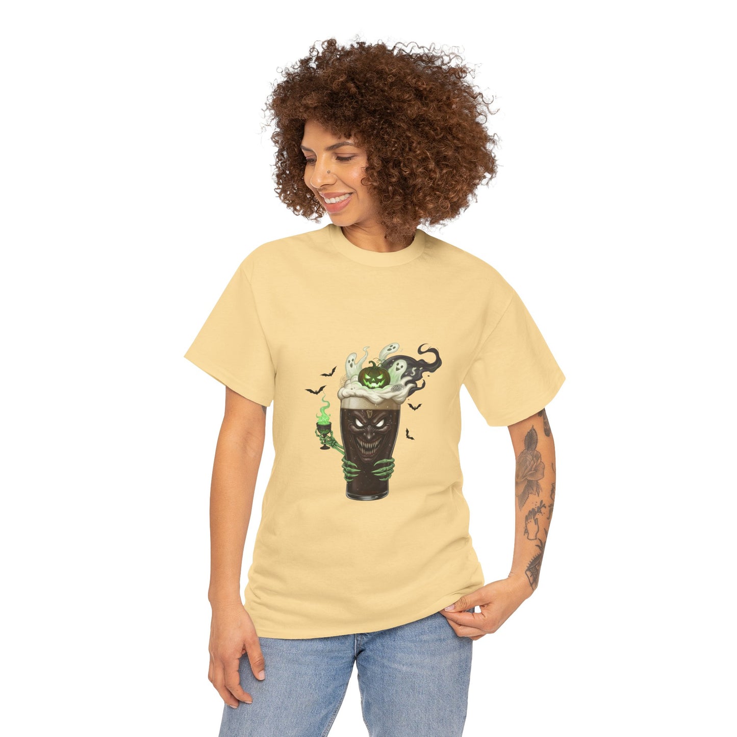Guiness halloween Artistic Unisex Tee featuring Eco-Themed Design, Perfect for Casual Wear, Gift for Nature Lovers, Eco-Conscious Apparel, Earth Day