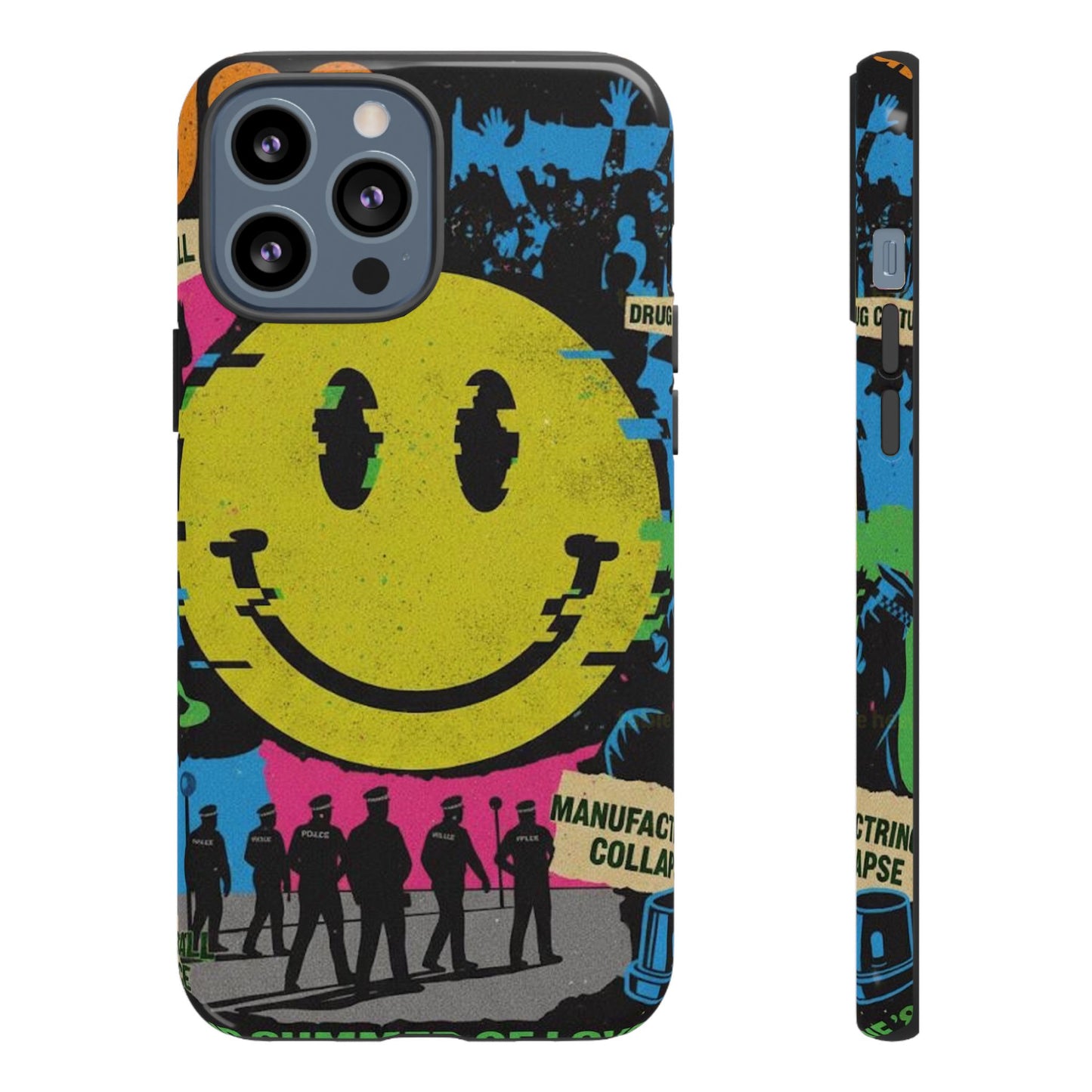 Acid house rave Vibrant iPhone Case, Tough Cases, Smiley Face Phone Cover, Fun Accessory, Colorful Phone Protector, Gift for Teenagers