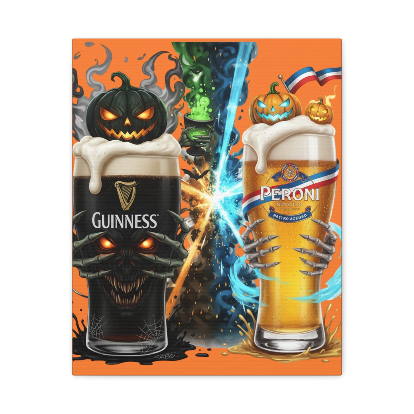 Halloween Guiness Beer Canvas Art Print, Spooky Wall Decor for Pub, Bar, Halloween Party, Unique Gift for Beer Lovers