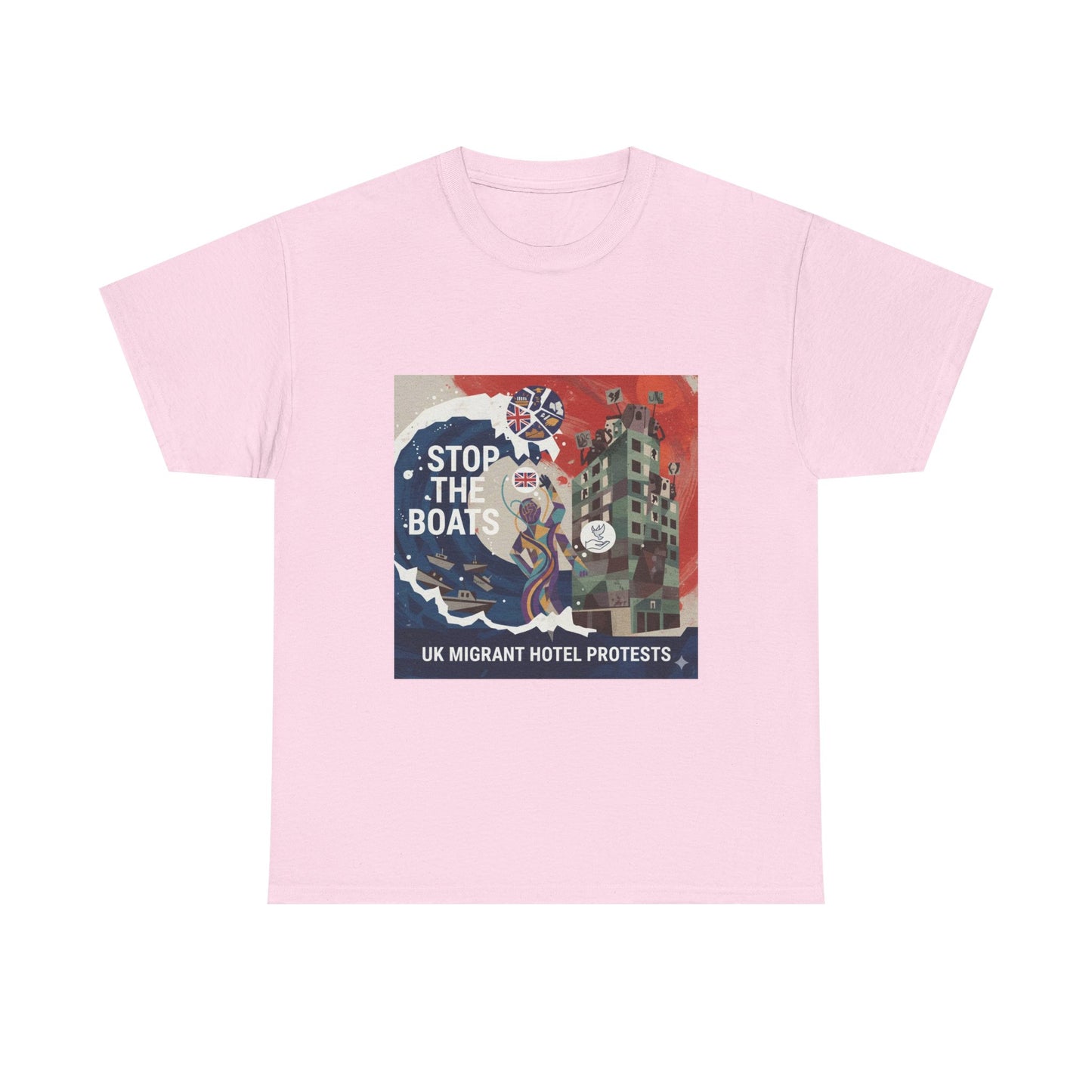 Amazing graphics stop the boats Protest Graphic Tee, T-Shirt, Unisex Cotton Shirt for Activism, Casual Wear, Gift for Advocates, Statement Clothing