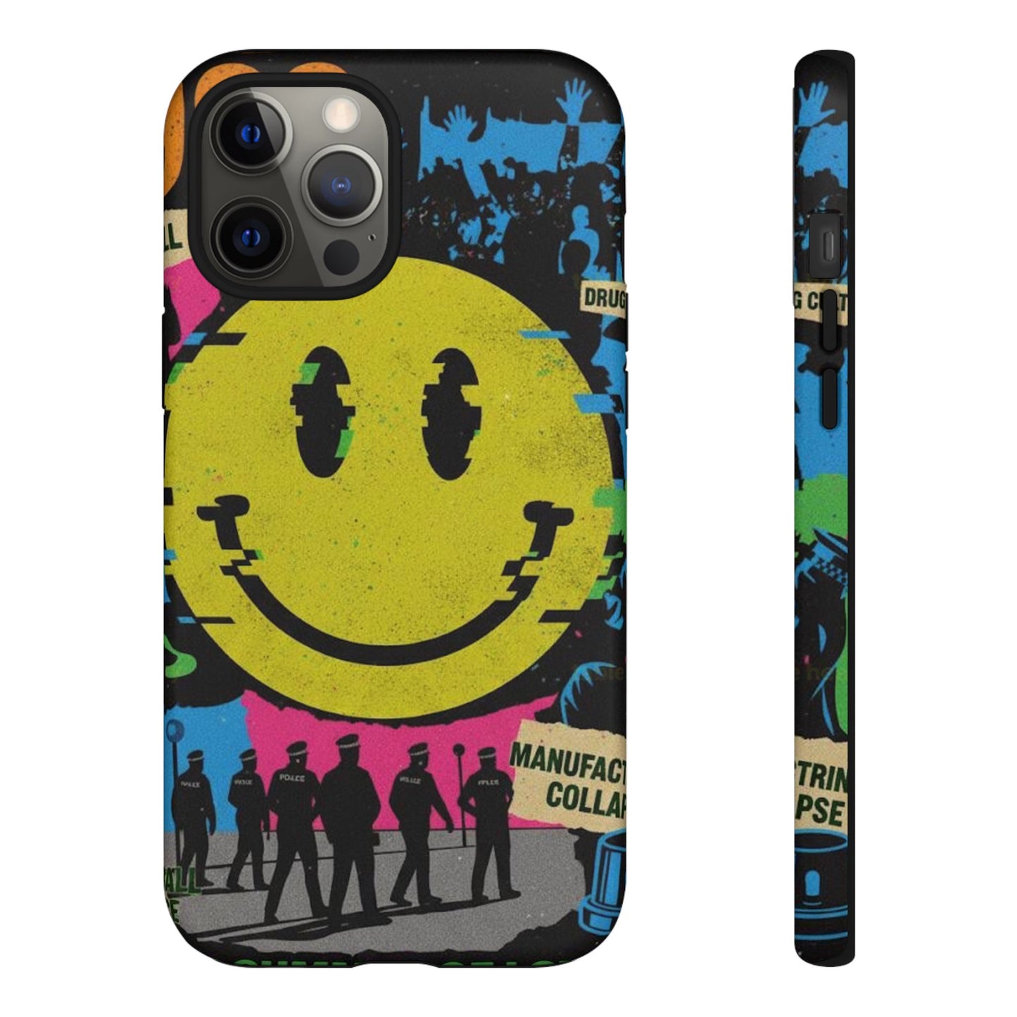 Acid house rave Vibrant iPhone Case, Tough Cases, Smiley Face Phone Cover, Fun Accessory, Colorful Phone Protector, Gift for Teenagers