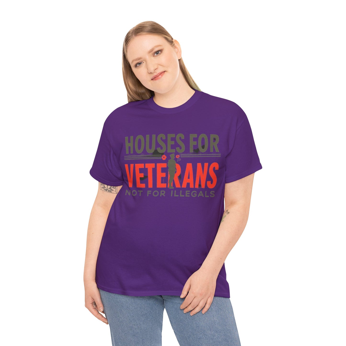 Unisex Heavy Cotton Tee - 'Houses for Veterans not for illegals' Statement Shirt for Supporters, Patriotic Gifts, Veteran Advocacy Apparel, Everyday [...]