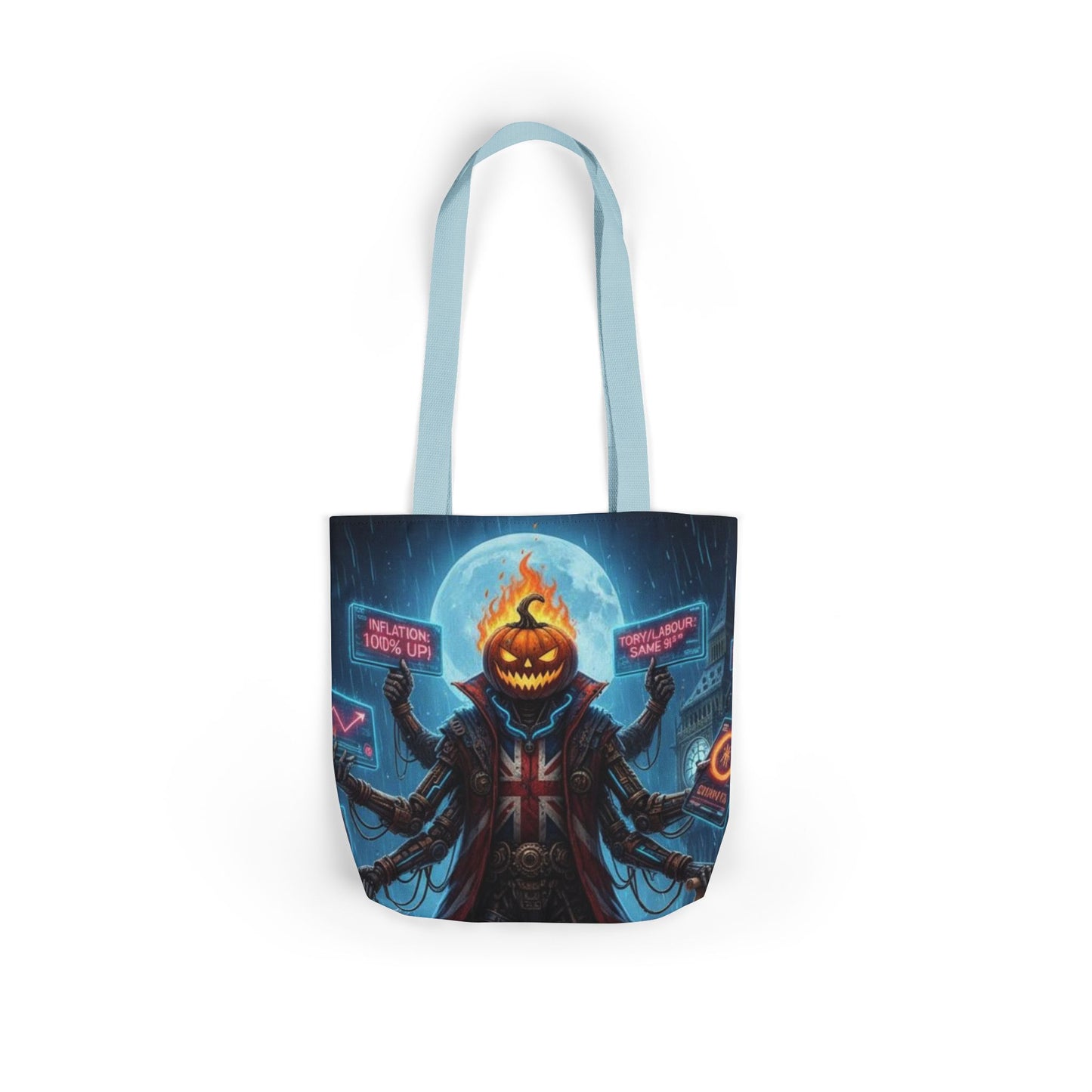 British Halloween Pumpkin Tote Bag, Spooky Grocery Bag, Trick or Treat Bag, Fall Fashion, Reusable Shopping Tote