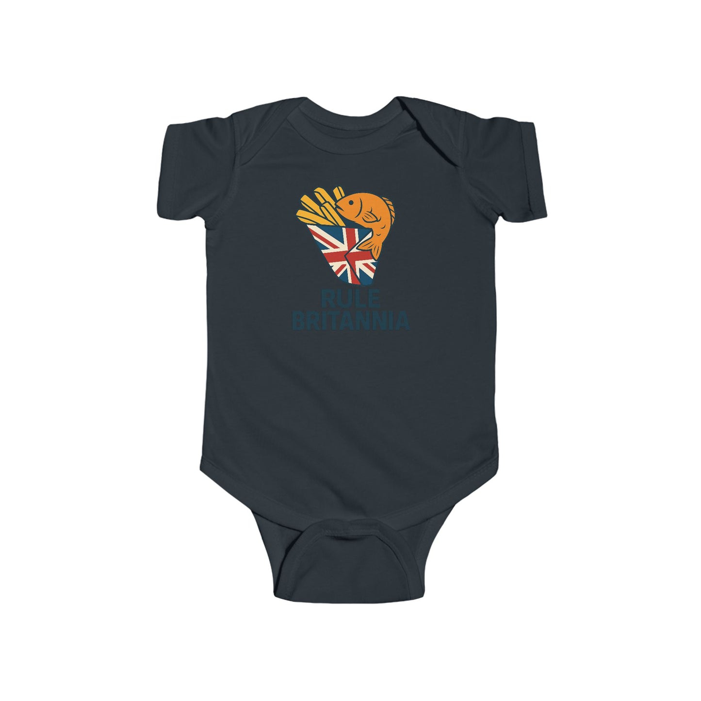 Fish & chips Baby Bodysuit with Fun 'Rule Britannia' Design, Gift for New Parents, Baby Shower Gift, Cute Outfit for Kids