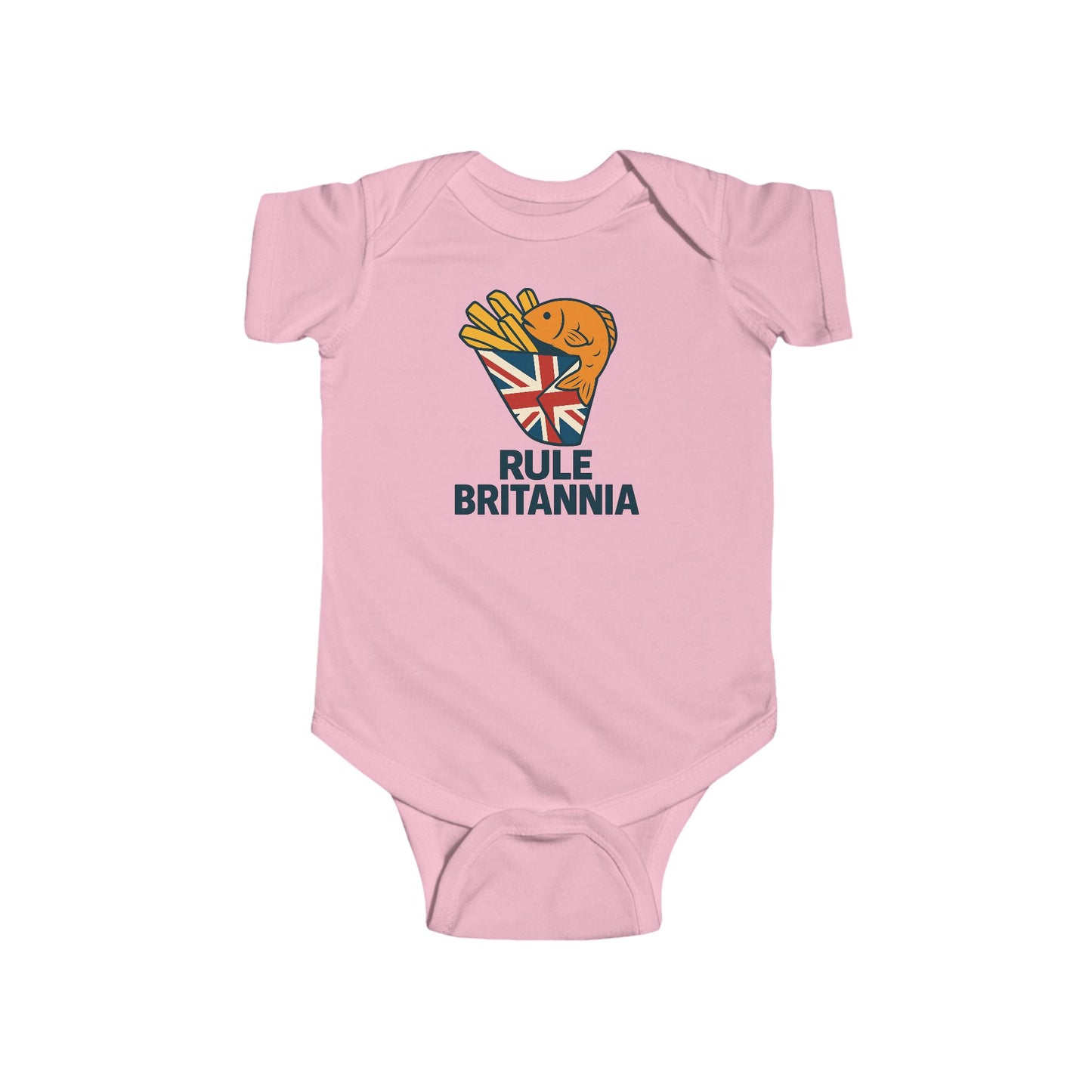 Fish & chips Baby Bodysuit with Fun 'Rule Britannia' Design, Gift for New Parents, Baby Shower Gift, Cute Outfit for Kids