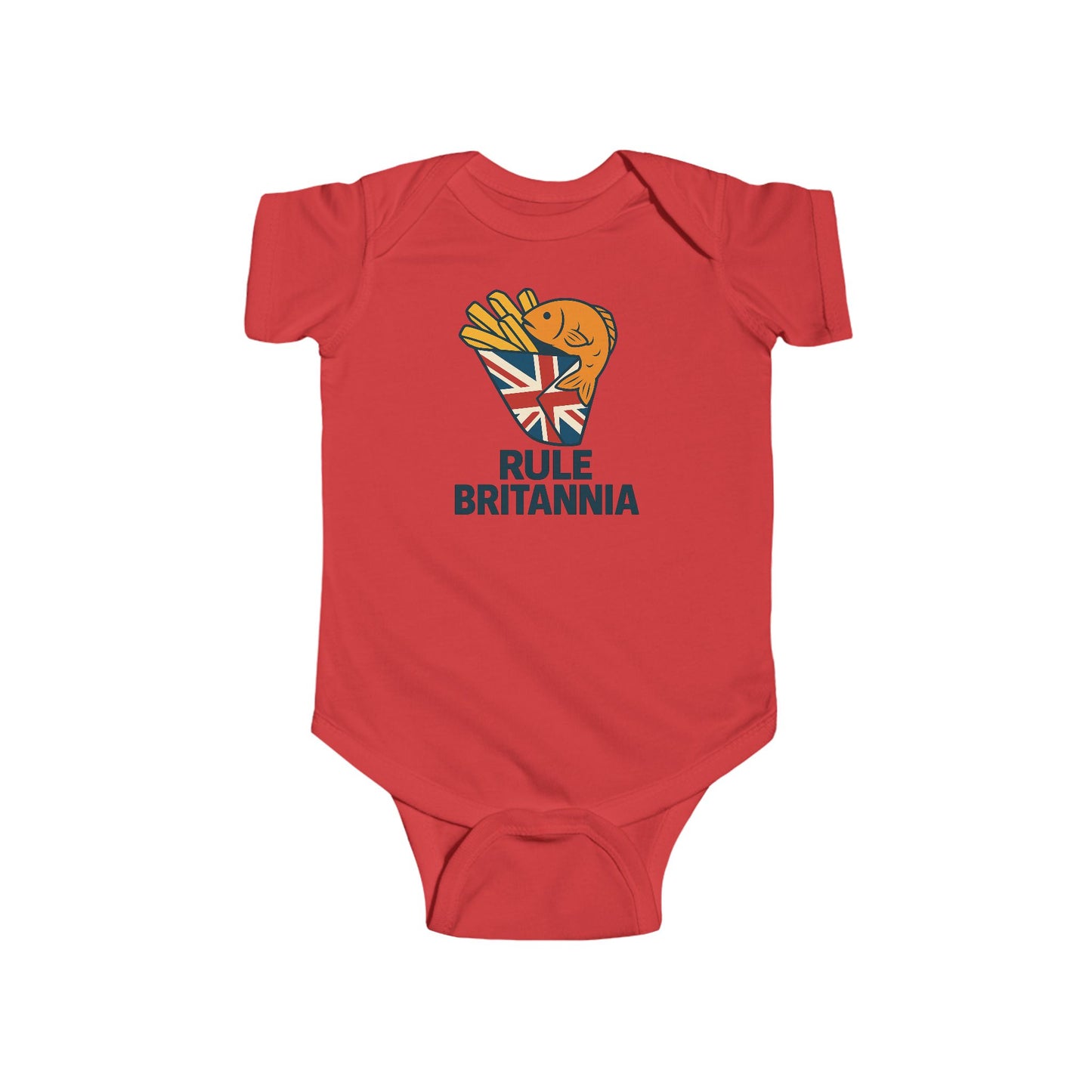 Fish & chips Baby Bodysuit with Fun 'Rule Britannia' Design, Gift for New Parents, Baby Shower Gift, Cute Outfit for Kids