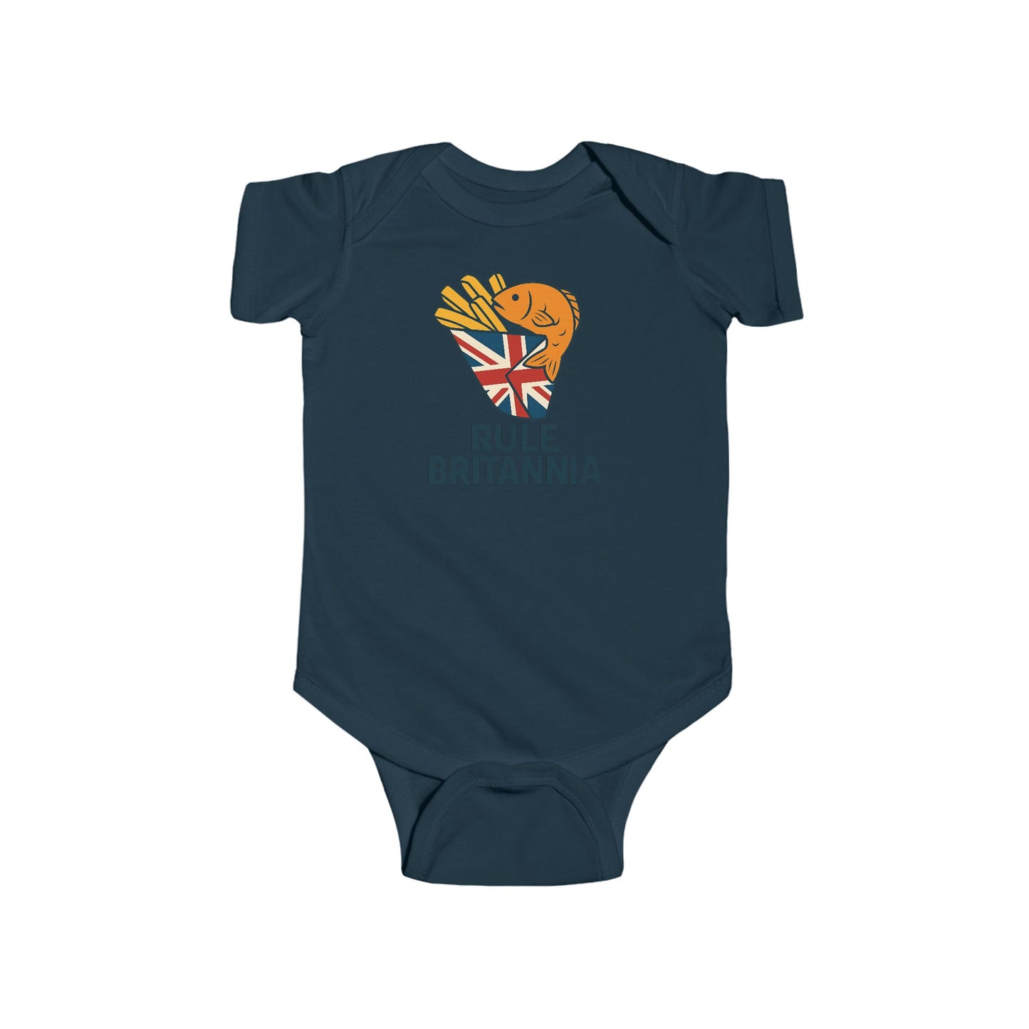 Fish & chips Baby Bodysuit with Fun 'Rule Britannia' Design, Gift for New Parents, Baby Shower Gift, Cute Outfit for Kids