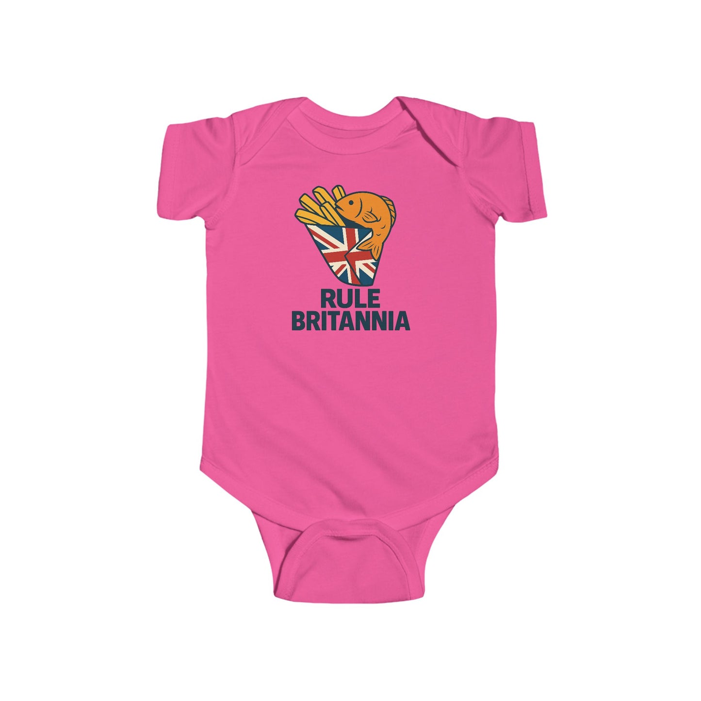 Fish & chips Baby Bodysuit with Fun 'Rule Britannia' Design, Gift for New Parents, Baby Shower Gift, Cute Outfit for Kids