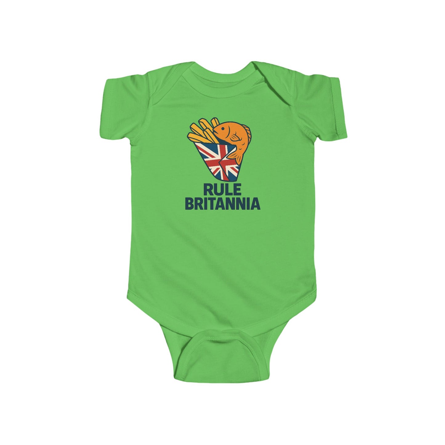 Fish & chips Baby Bodysuit with Fun 'Rule Britannia' Design, Gift for New Parents, Baby Shower Gift, Cute Outfit for Kids