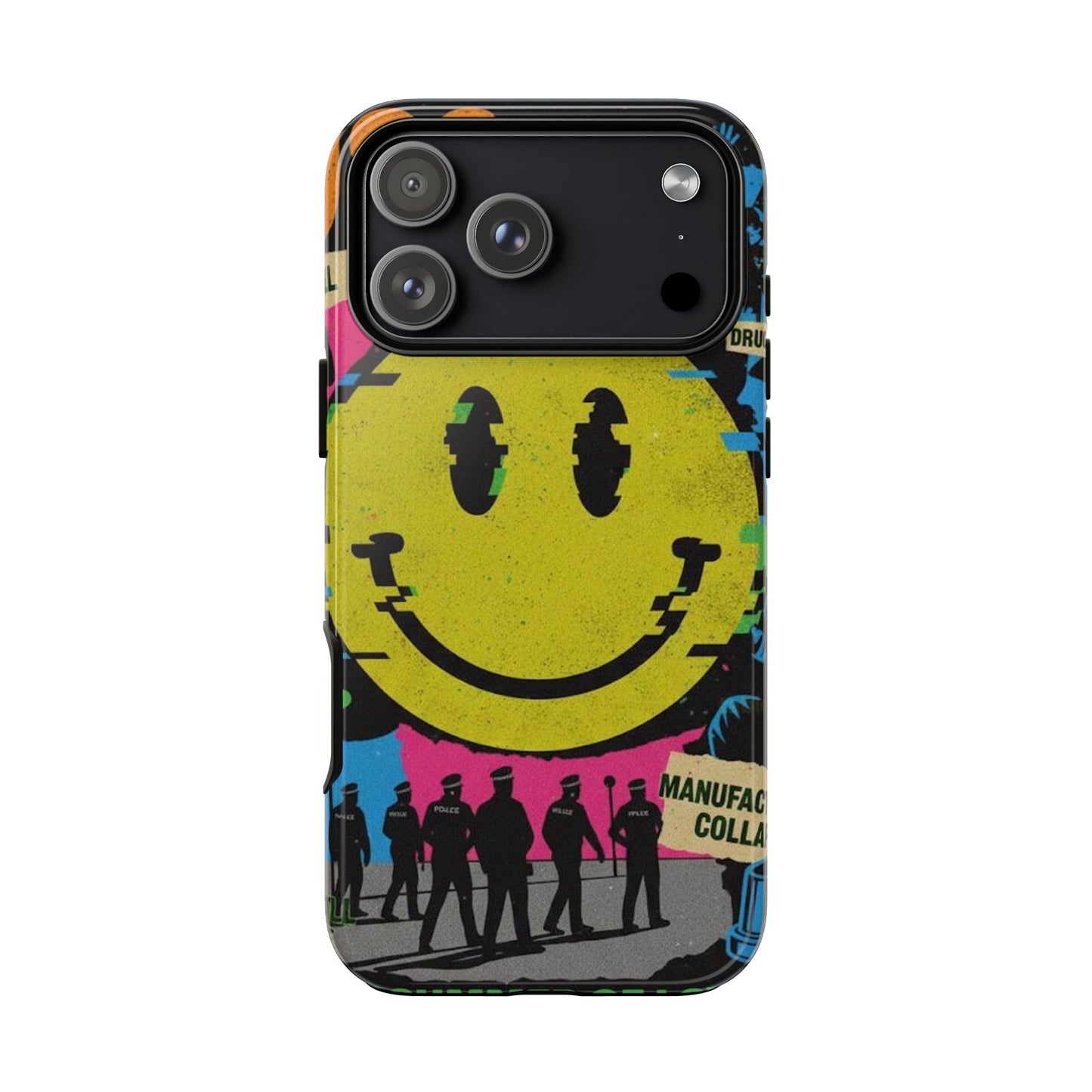 Acid house rave Vibrant iPhone Case, Tough Cases, Smiley Face Phone Cover, Fun Accessory, Colorful Phone Protector, Gift for Teenagers