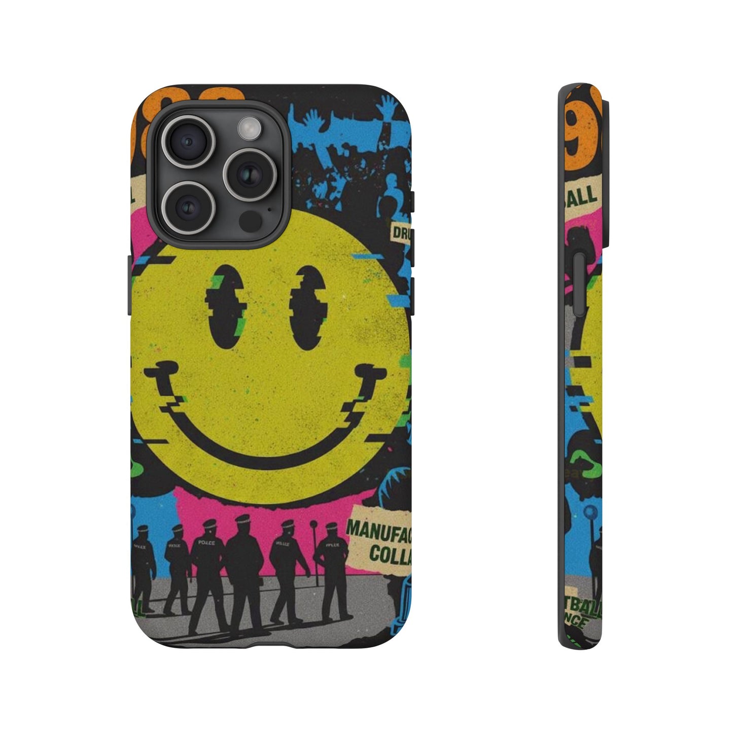 Acid house rave Vibrant iPhone Case, Tough Cases, Smiley Face Phone Cover, Fun Accessory, Colorful Phone Protector, Gift for Teenagers