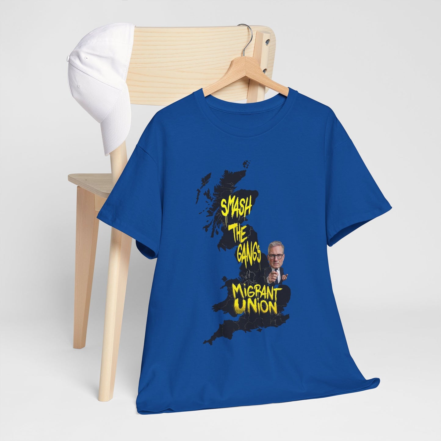 MIGRANT UNION starmer smash the gangs edition - Graphic Unisex Cotton Tee | Smash the Camps, Migrant Union | Protest Wear, Street Style, Music Festival, Casual Outfit