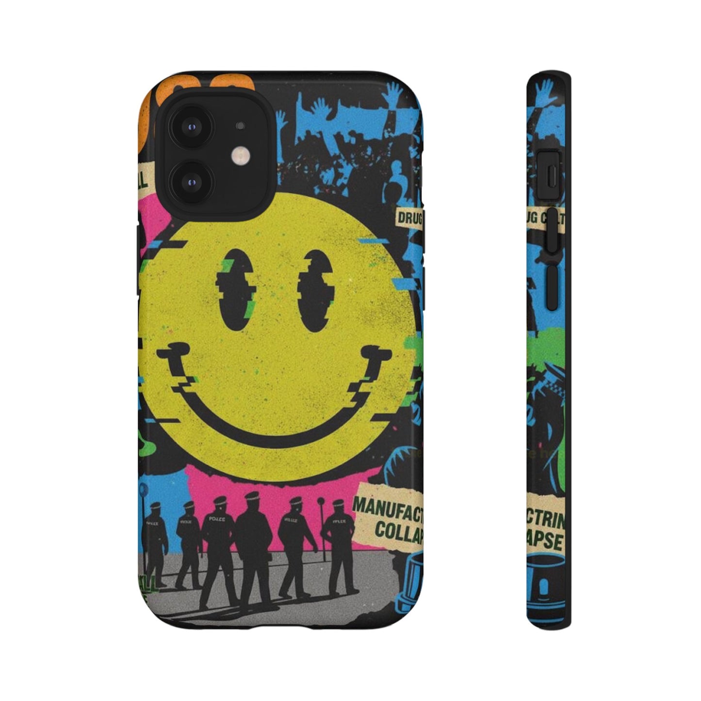Acid house rave Vibrant iPhone Case, Tough Cases, Smiley Face Phone Cover, Fun Accessory, Colorful Phone Protector, Gift for Teenagers