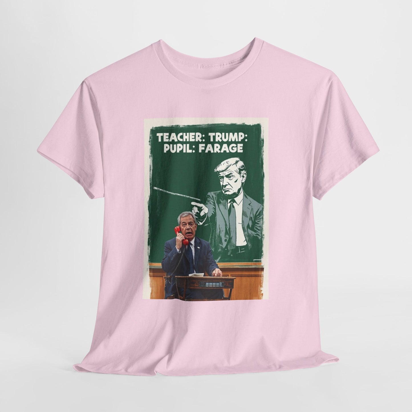 Political Humor Tee: Teacher Trump & Pupil Farage Graphic Shirt