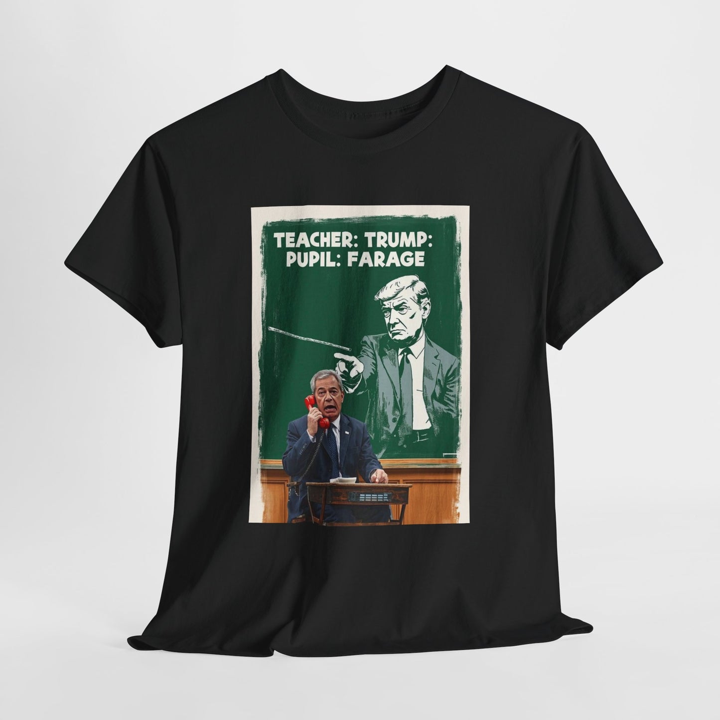 Political Humor Tee: Teacher Trump & Pupil Farage Graphic Shirt