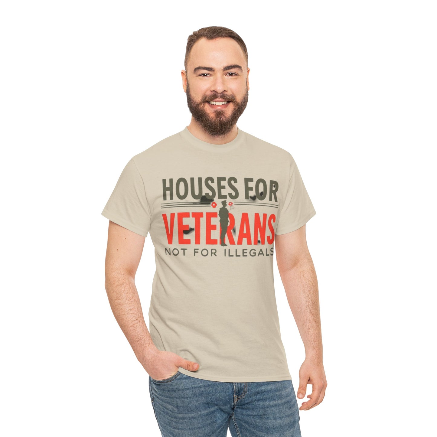 Unisex Heavy Cotton Tee - 'Houses for Veterans not for illegals' Statement Shirt for Supporters, Patriotic Gifts, Veteran Advocacy Apparel, Everyday [...]