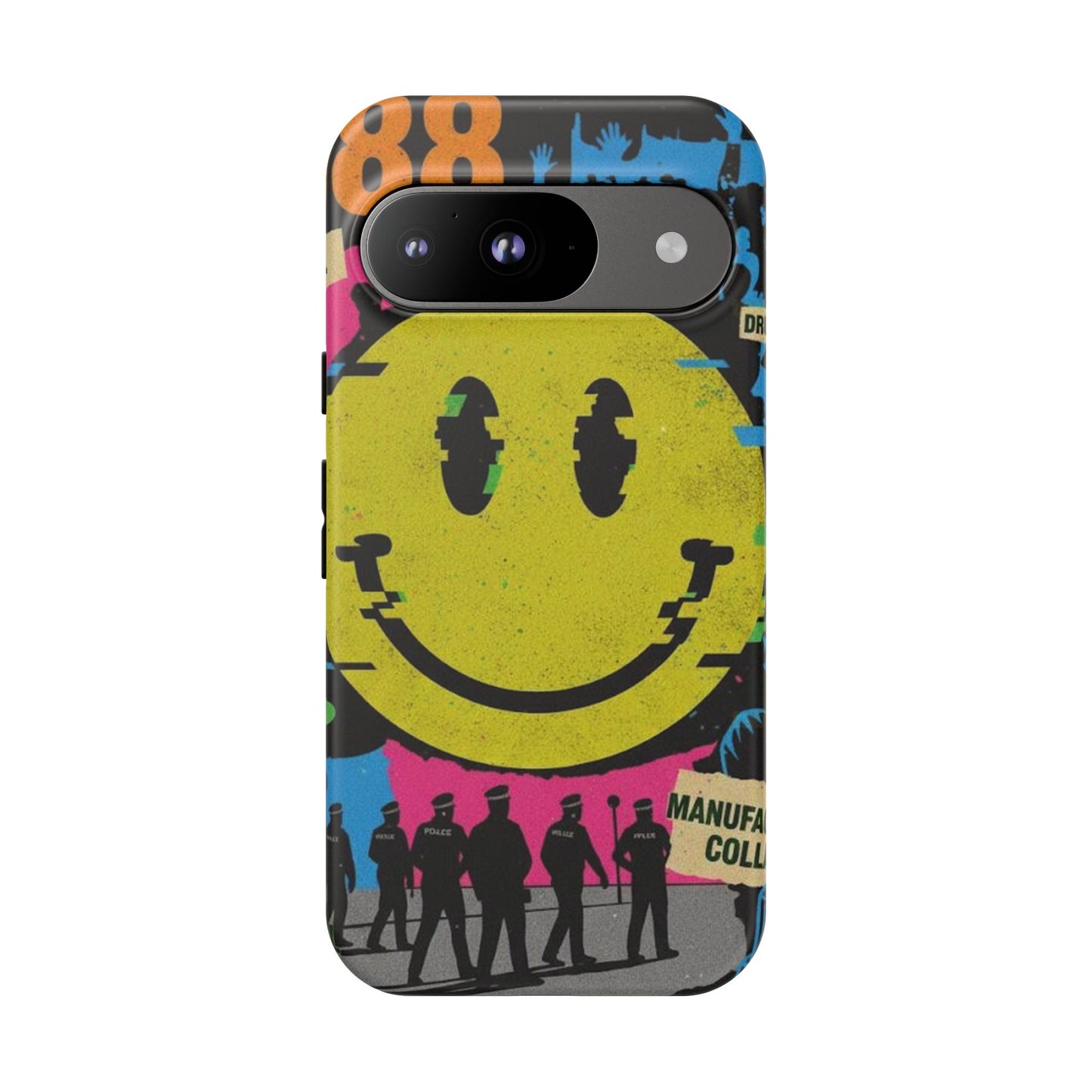 Acid house rave Vibrant iPhone Case, Tough Cases, Smiley Face Phone Cover, Fun Accessory, Colorful Phone Protector, Gift for Teenagers