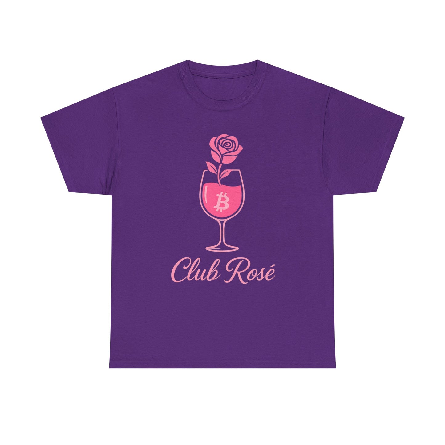Stylish Club Rose Bitcoin-Themed Tee - Club Rosé Design, Unisex Heavy Cotton Shirt, Perfect for Parties, Casual Outings, Gift for Crypto Lovers