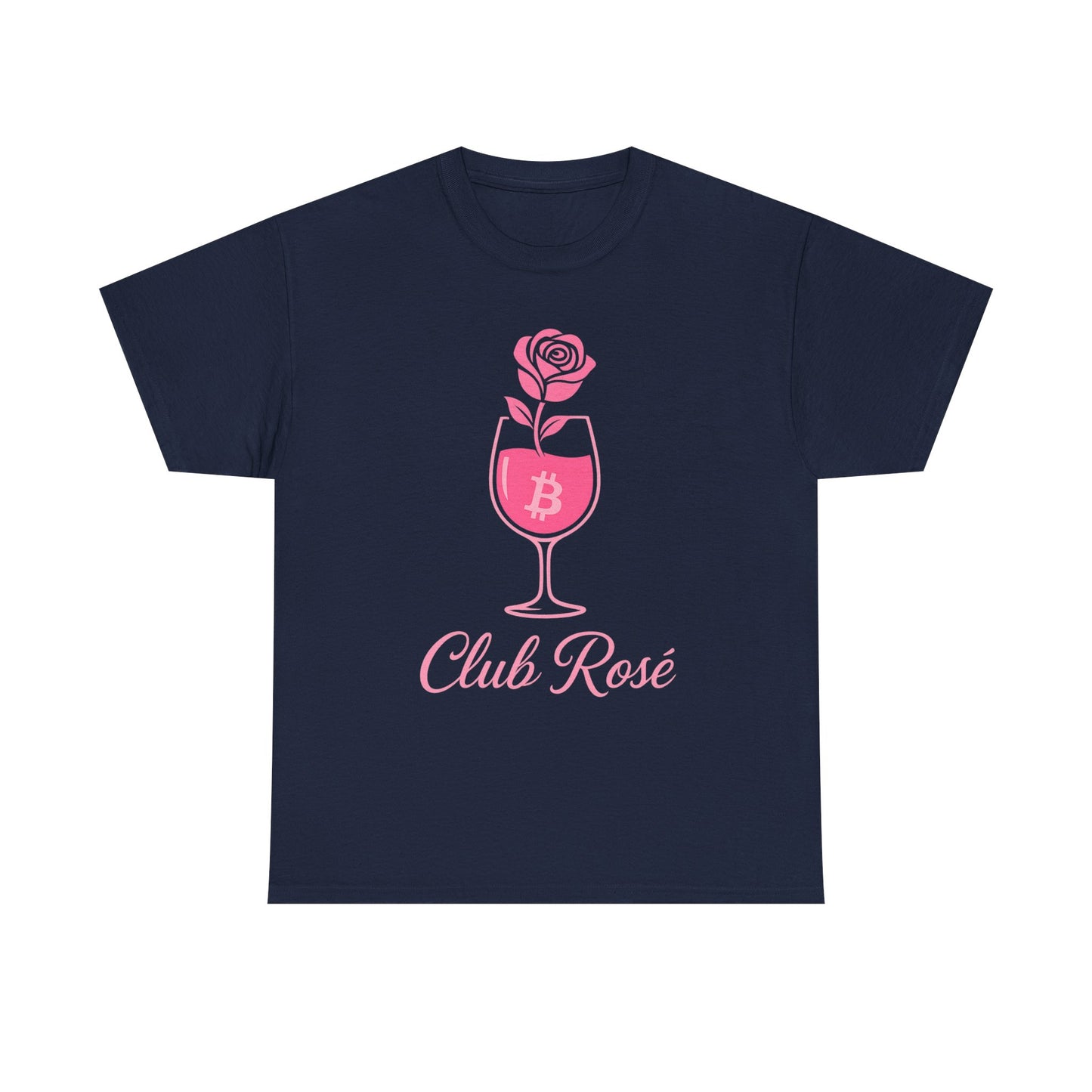 Stylish Club Rose Bitcoin-Themed Tee - Club Rosé Design, Unisex Heavy Cotton Shirt, Perfect for Parties, Casual Outings, Gift for Crypto Lovers