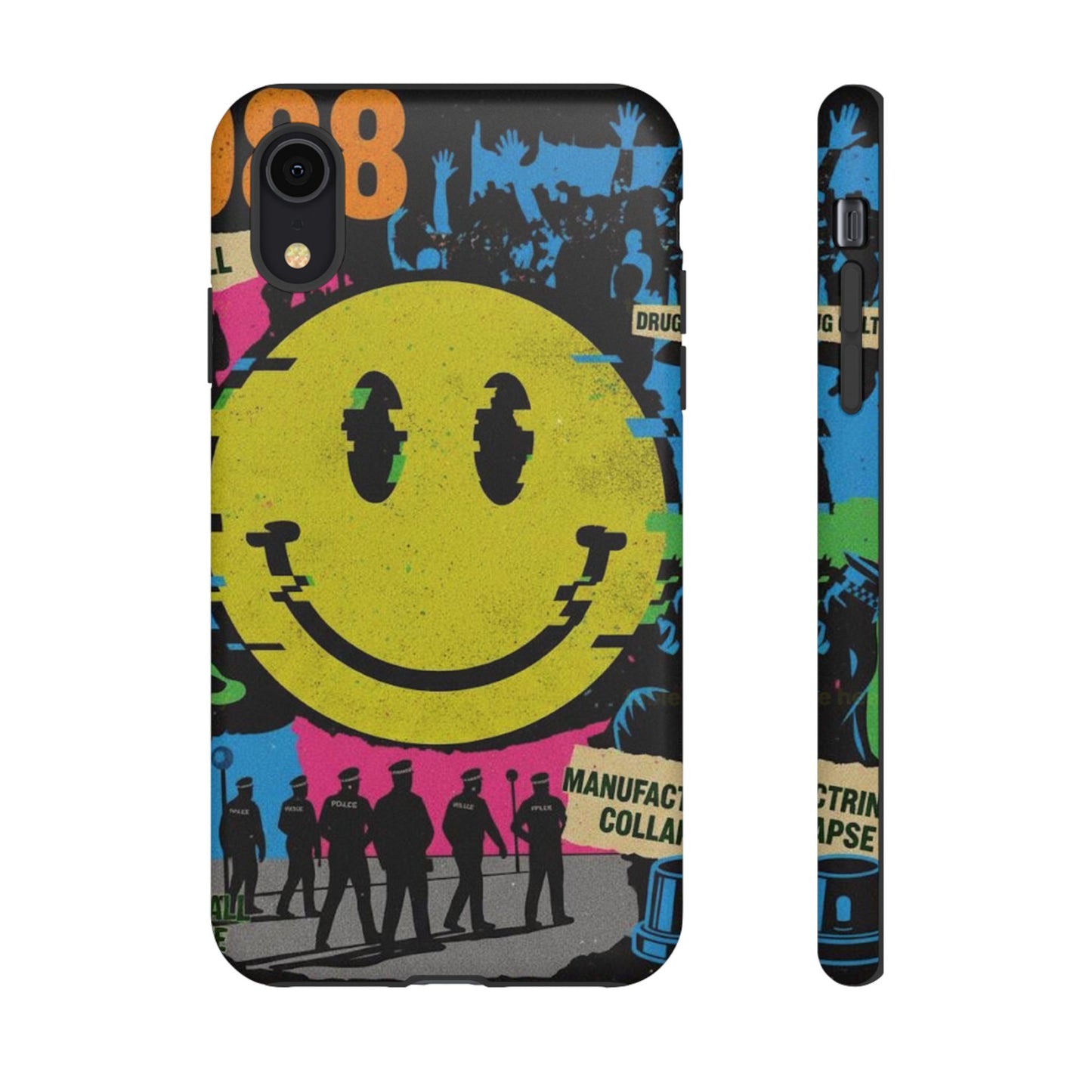 Acid house rave Vibrant iPhone Case, Tough Cases, Smiley Face Phone Cover, Fun Accessory, Colorful Phone Protector, Gift for Teenagers
